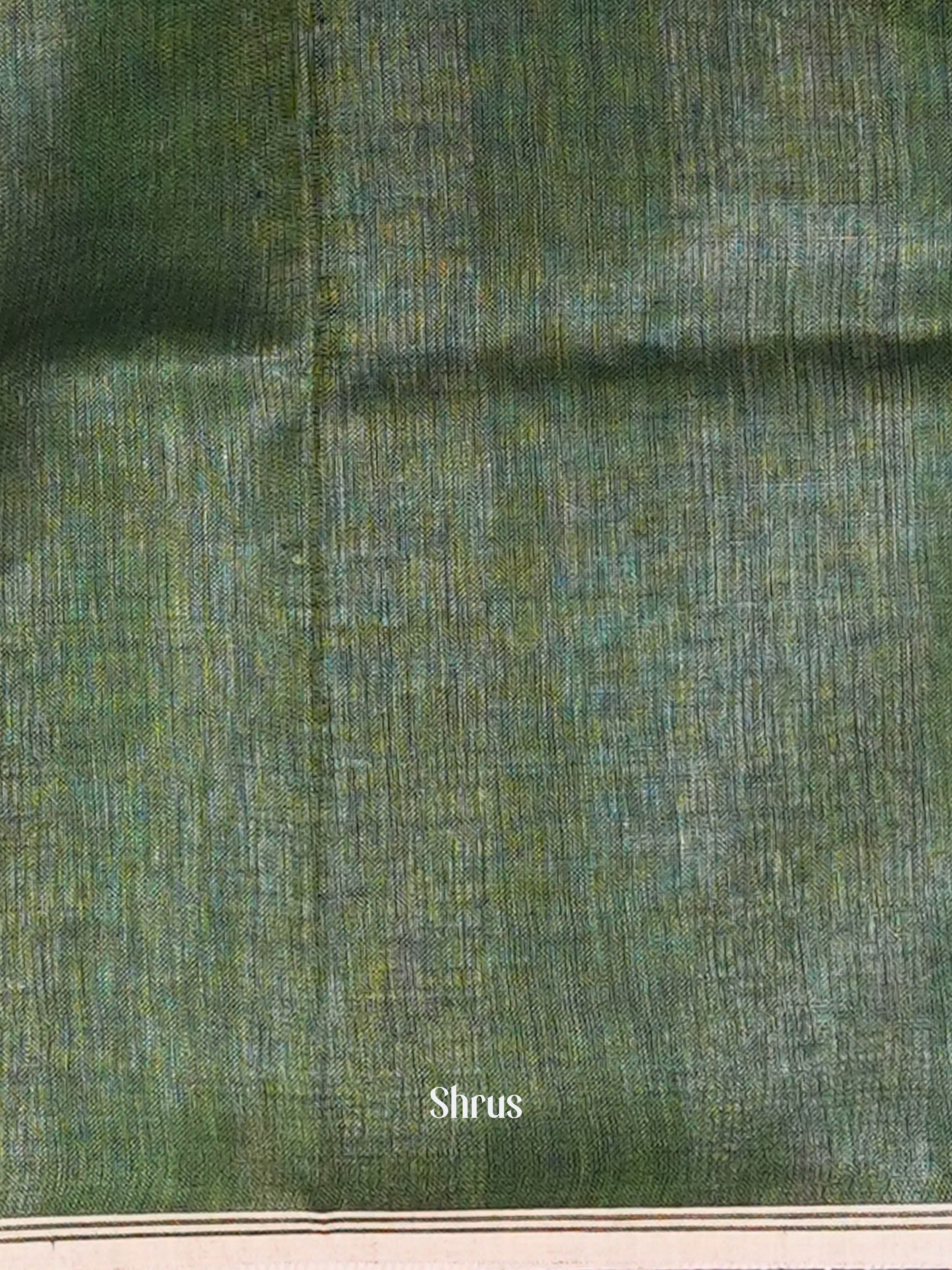 Green - Linen Saree - Shop on ShrusEternity.com