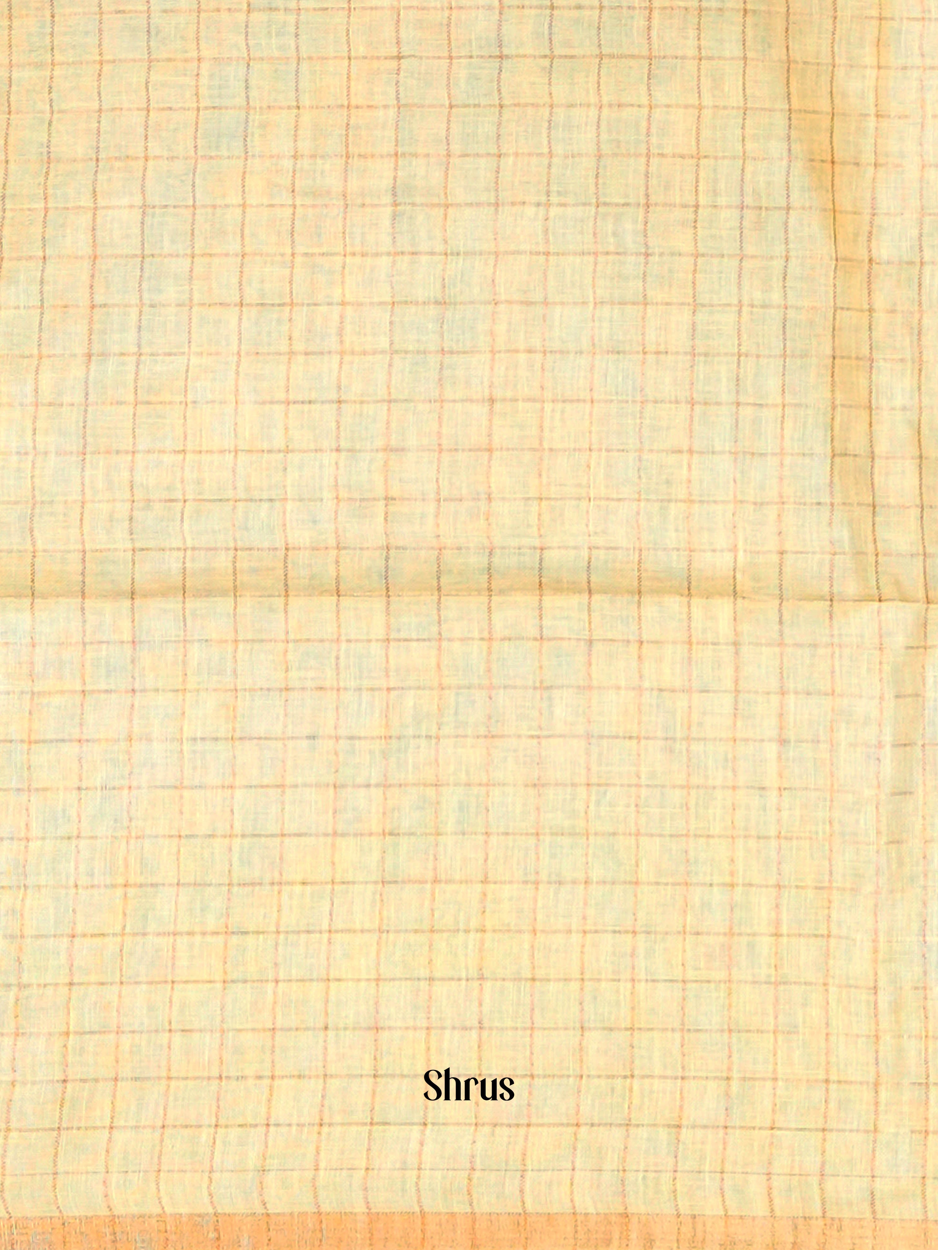 cream & Yellow - Linen Saree - Shop on ShrusEternity.com