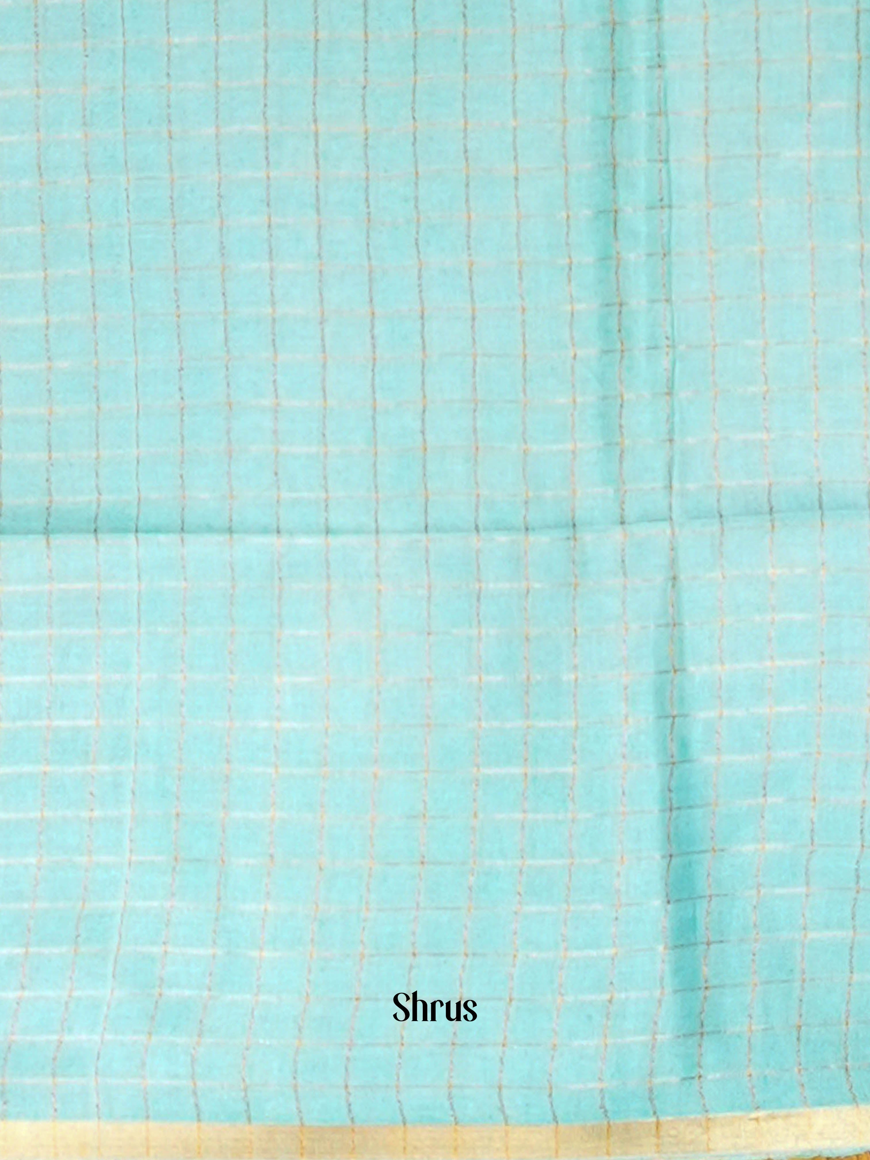 Cream & Teal - Linen Saree - Shop on ShrusEternity.com