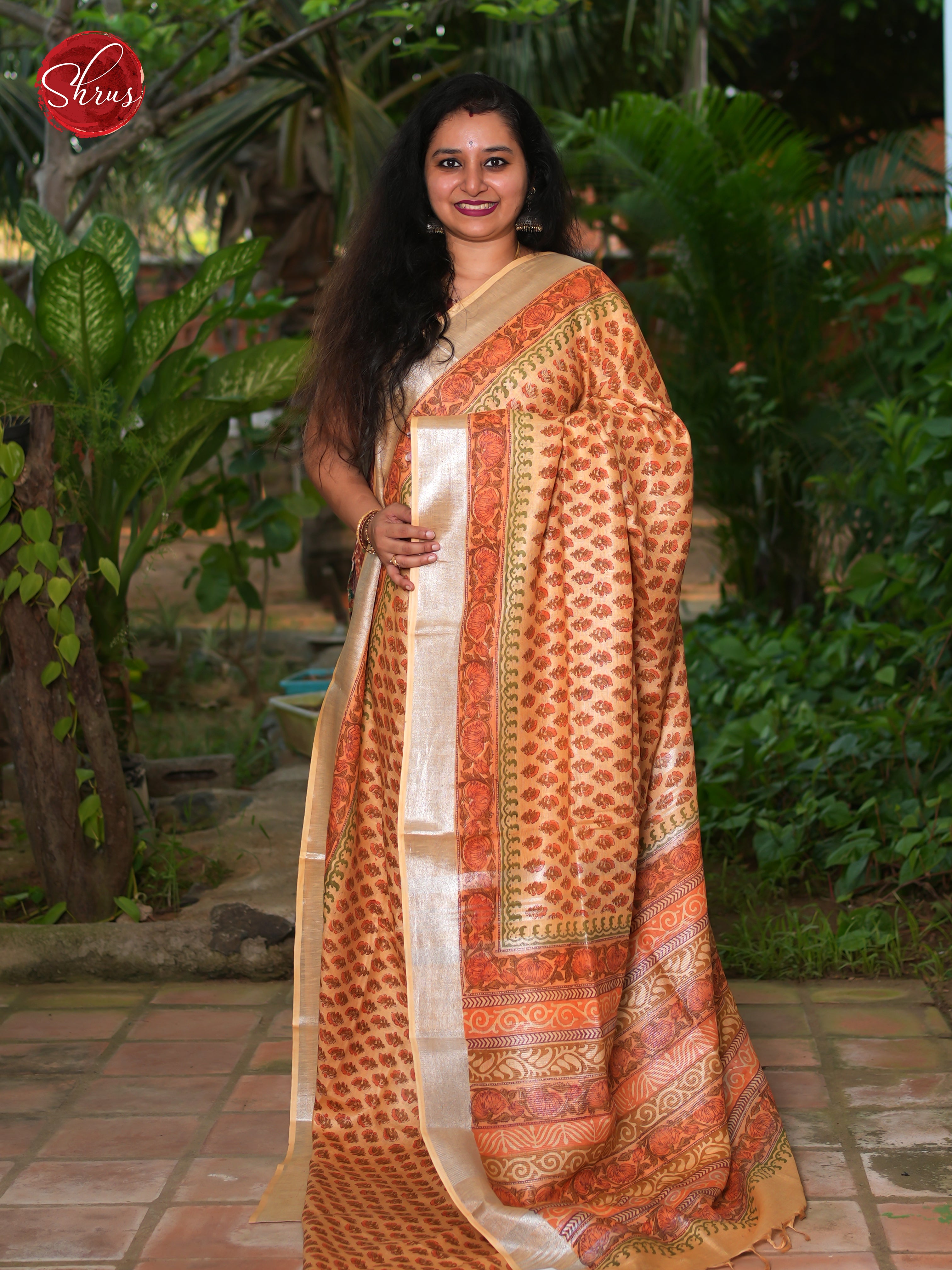 Pale Orange - Linen Saree - Shop on ShrusEternity.com