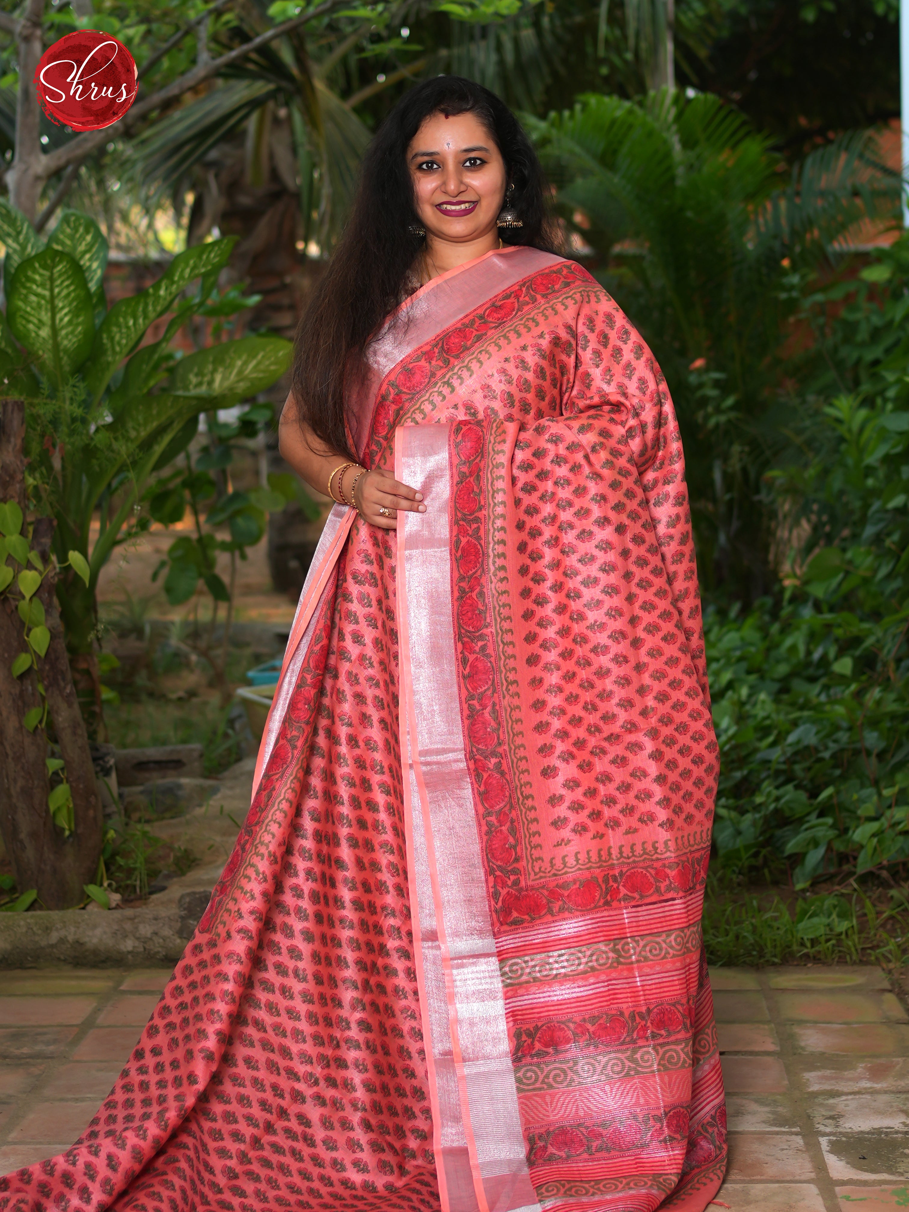 Pink - Linen Saree - Shop on ShrusEternity.com