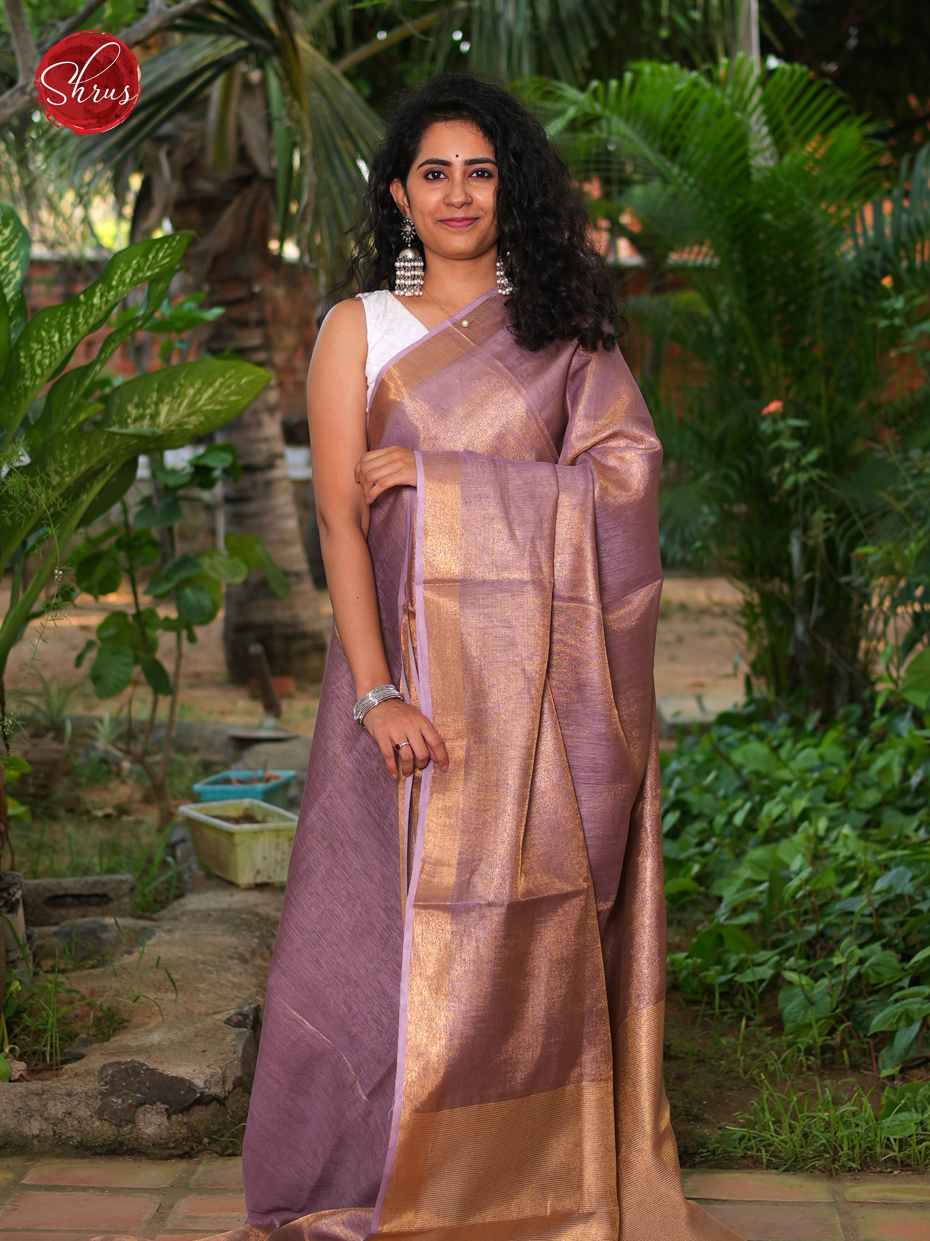 Lavender(Single Tone) - Linen Saree - Shop on ShrusEternity.com
