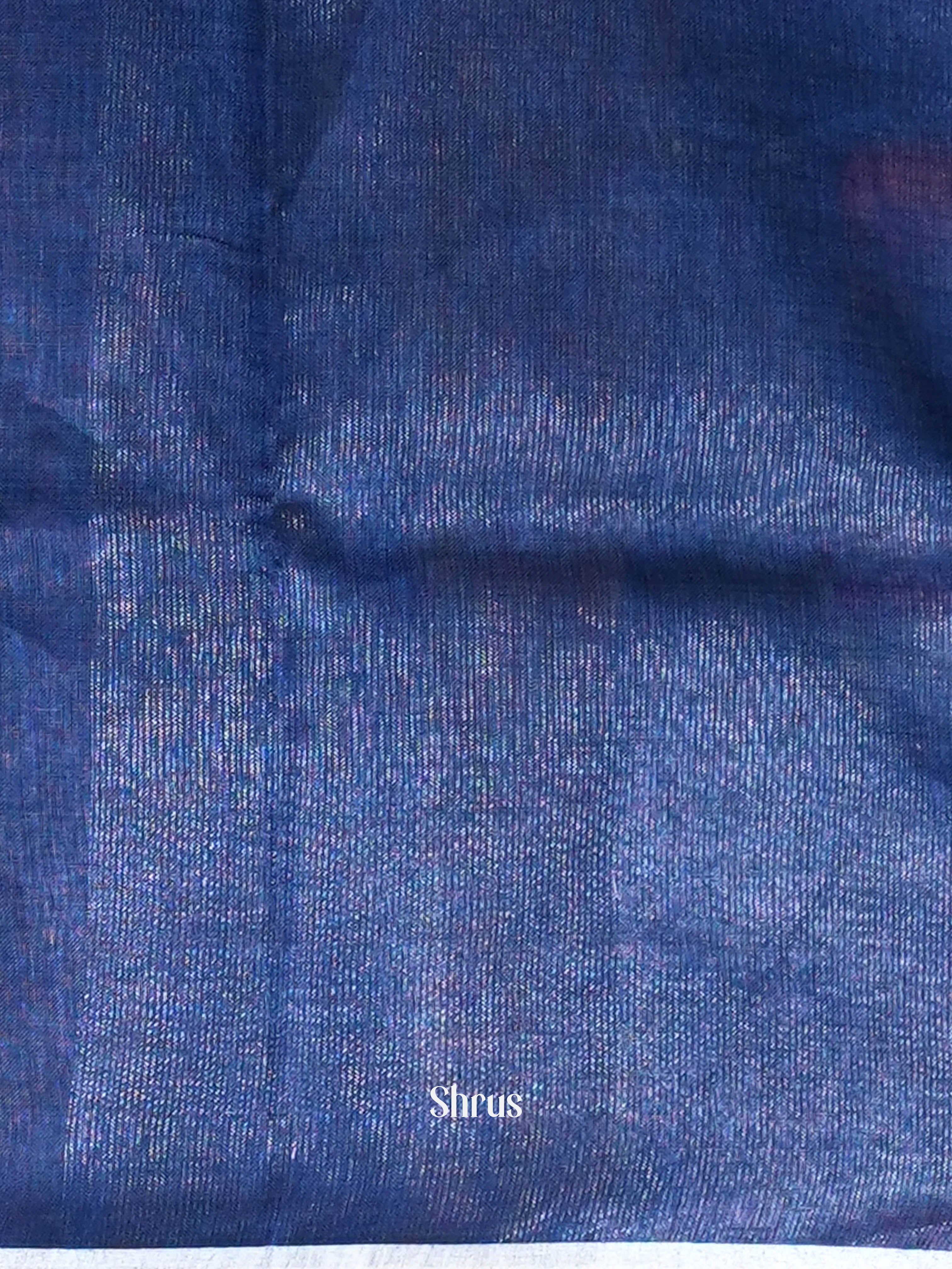 Blue - Linen Saree - Shop on ShrusEternity.com