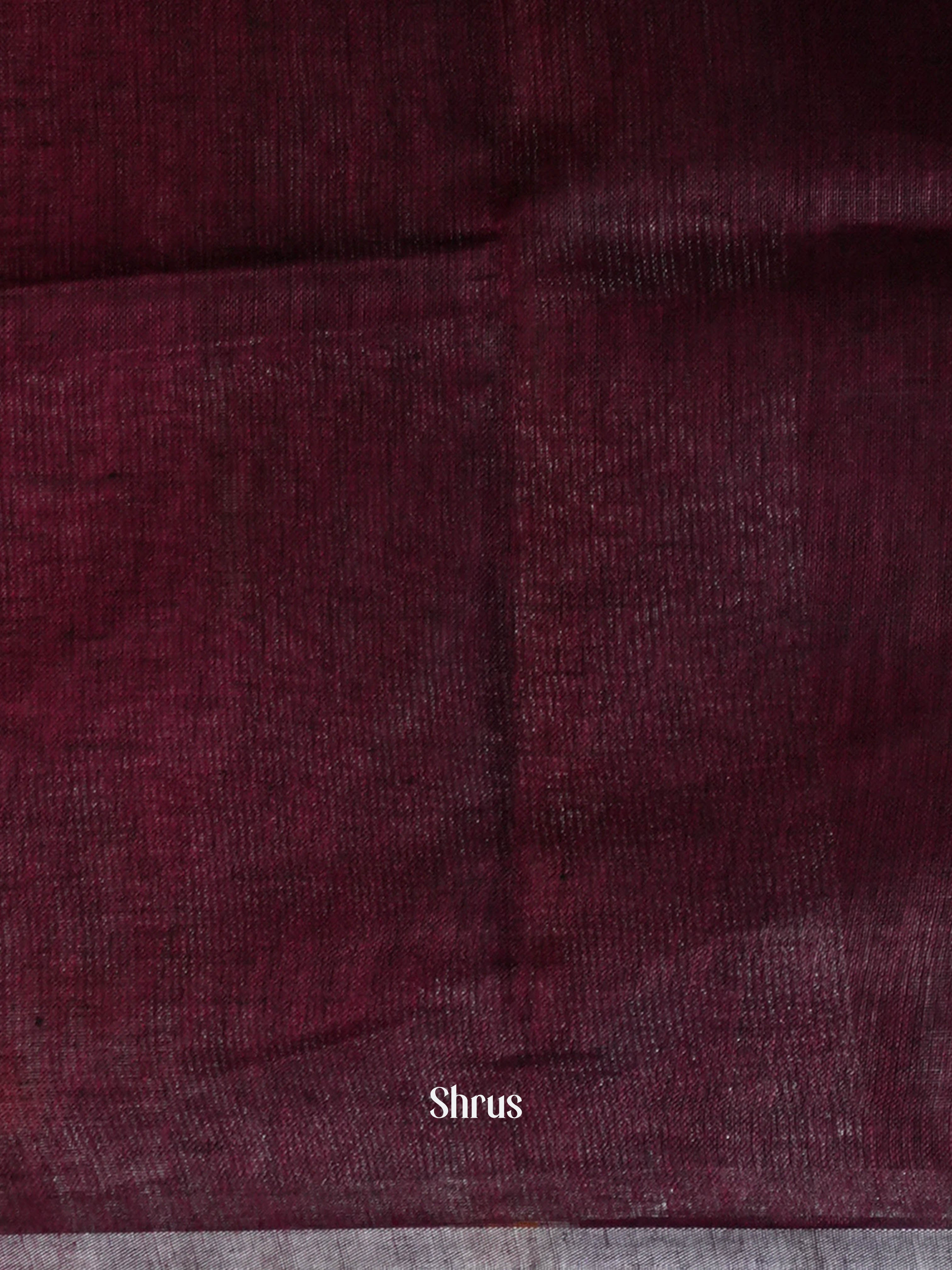 Maroon - Linen Saree Saree - Shop on ShrusEternity.com
