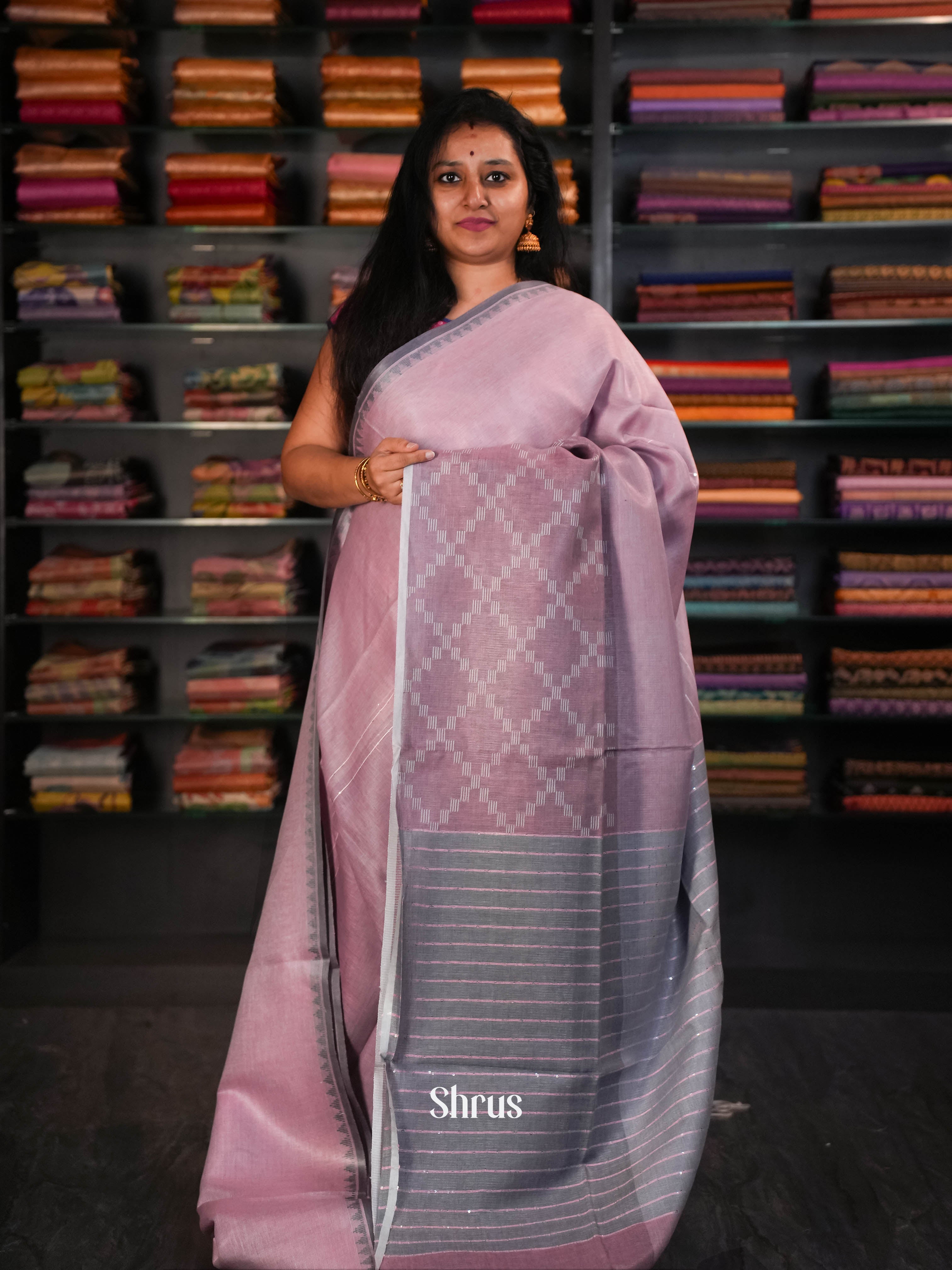 Lavendar - Linen Saree Saree - Shop on ShrusEternity.com