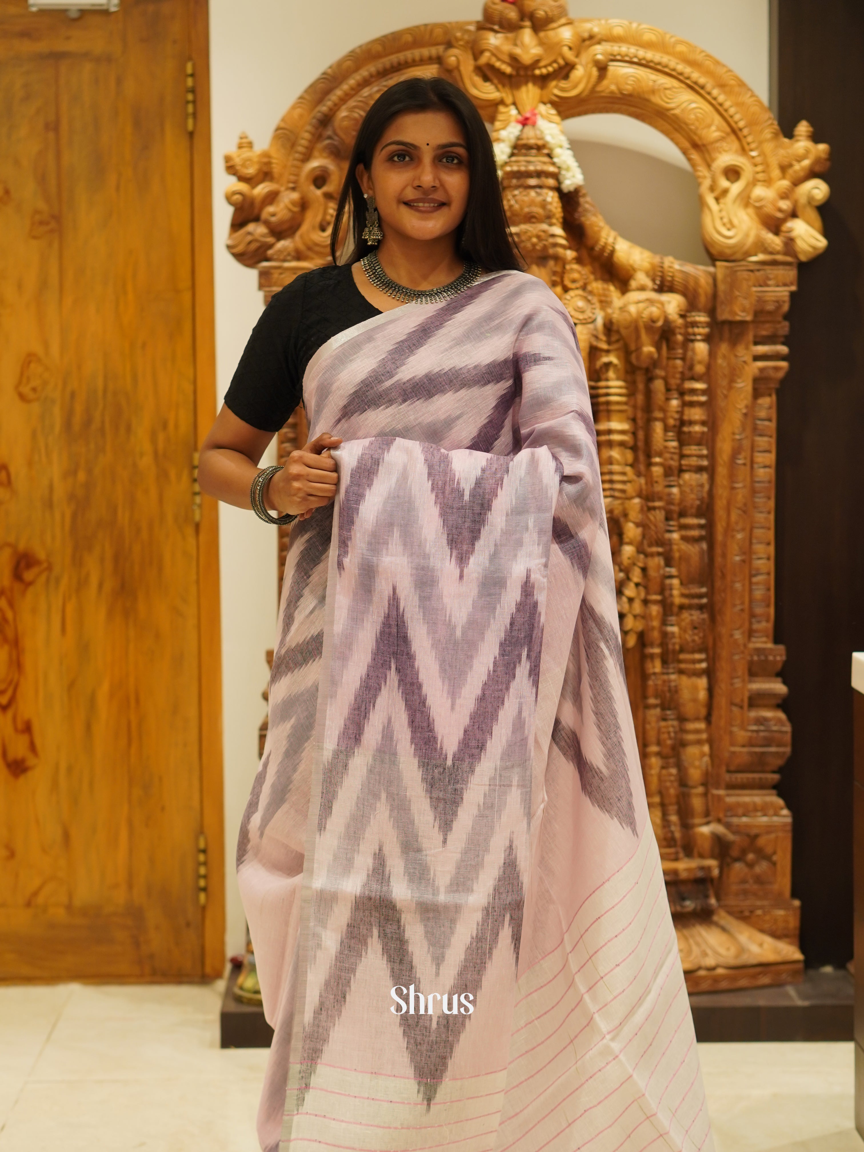 Pink & Cream - Art Modal Saree - Shop on ShrusEternity.com