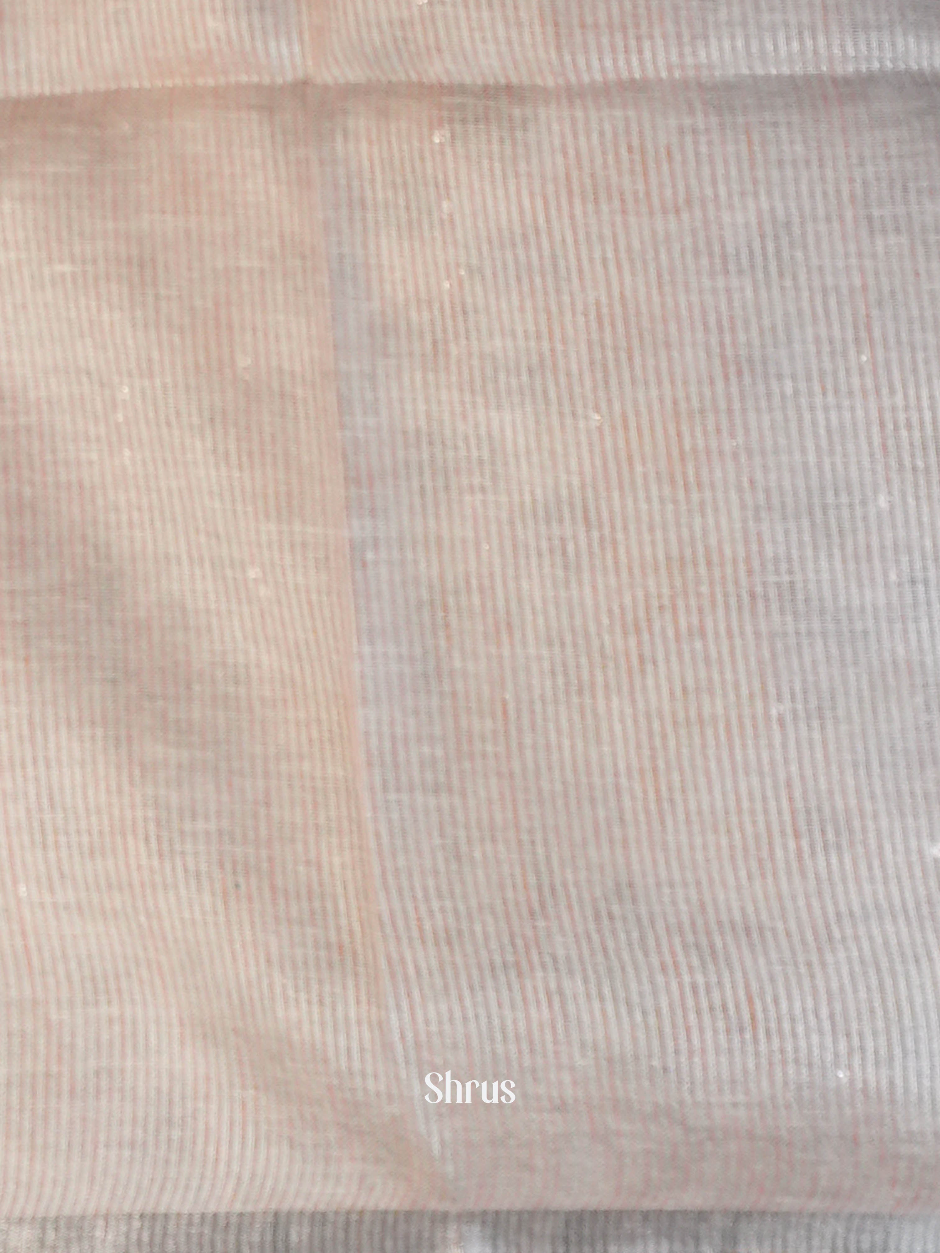 White & Peach - Linen Saree Saree - Shop on ShrusEternity.com