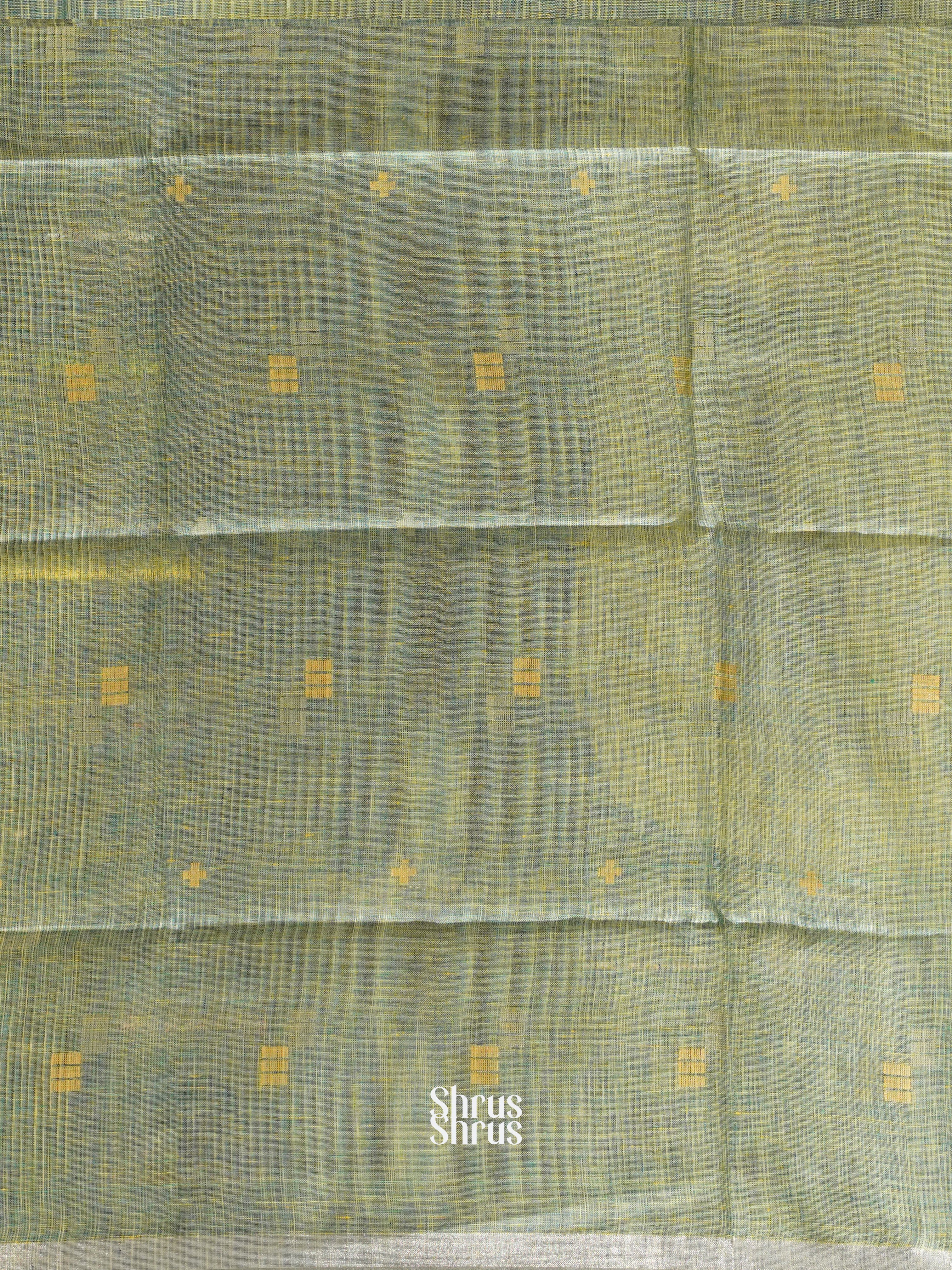 Blue & Green - Linen Saree - Shop on ShrusEternity.com