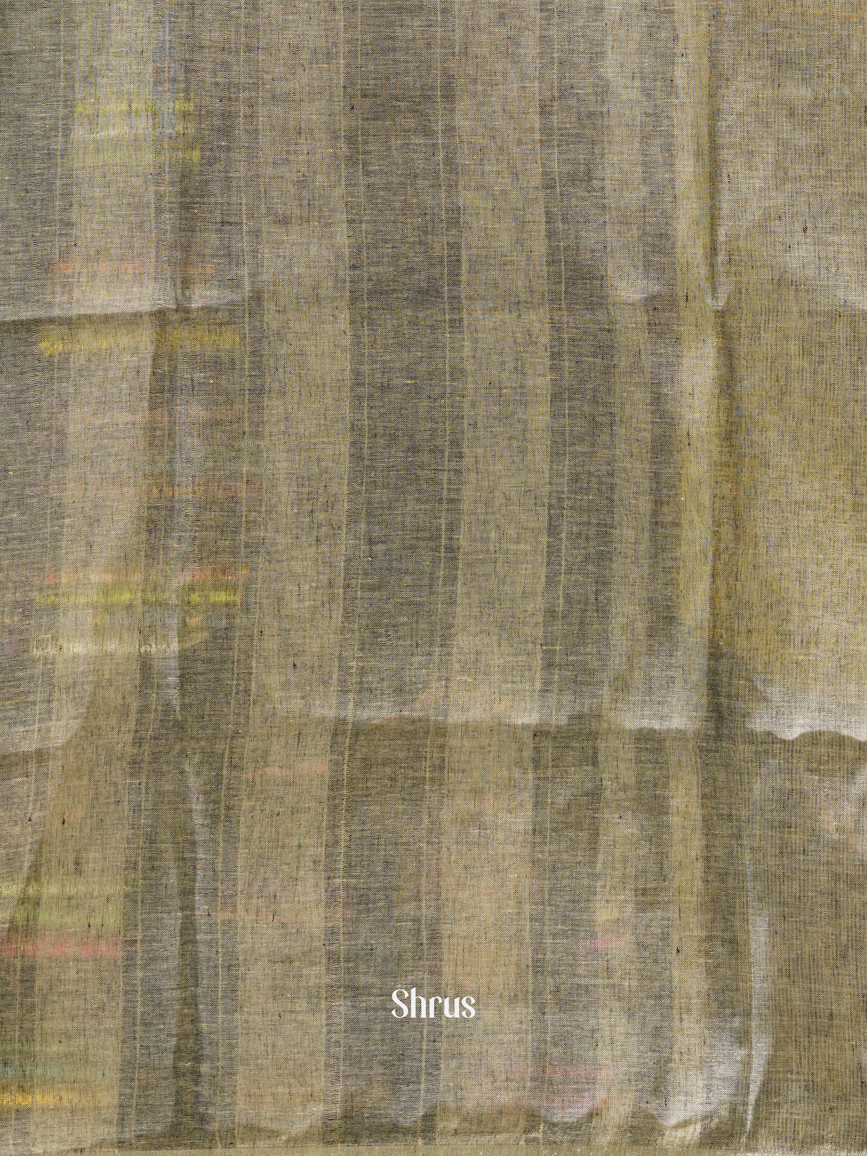 Cream & Grey - Linen Saree - Shop on ShrusEternity.com