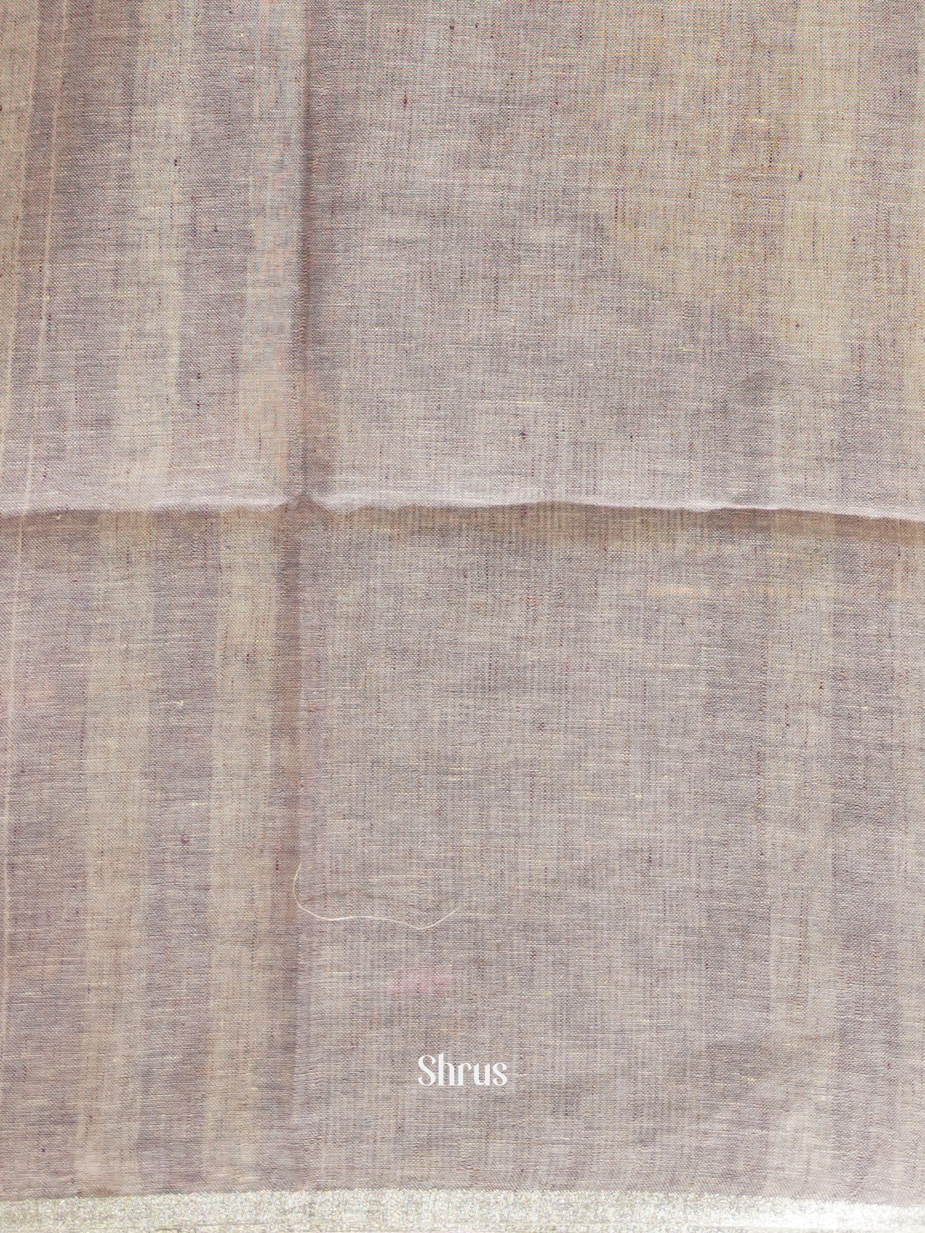 Cream & Purple - Linen Saree - Shop on ShrusEternity.com