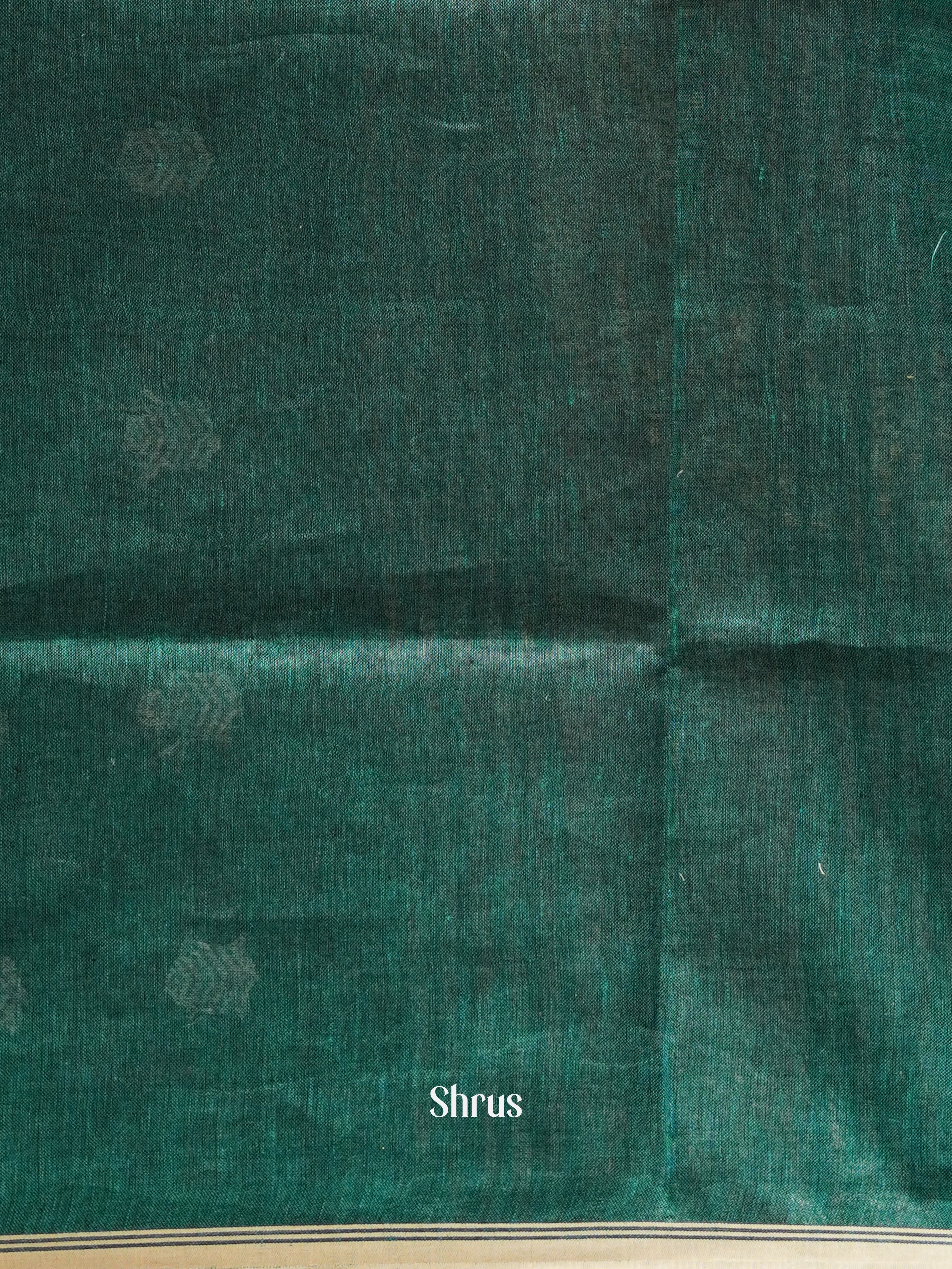 Green(Single Tone) - Linen Saree - Shop on ShrusEternity.com