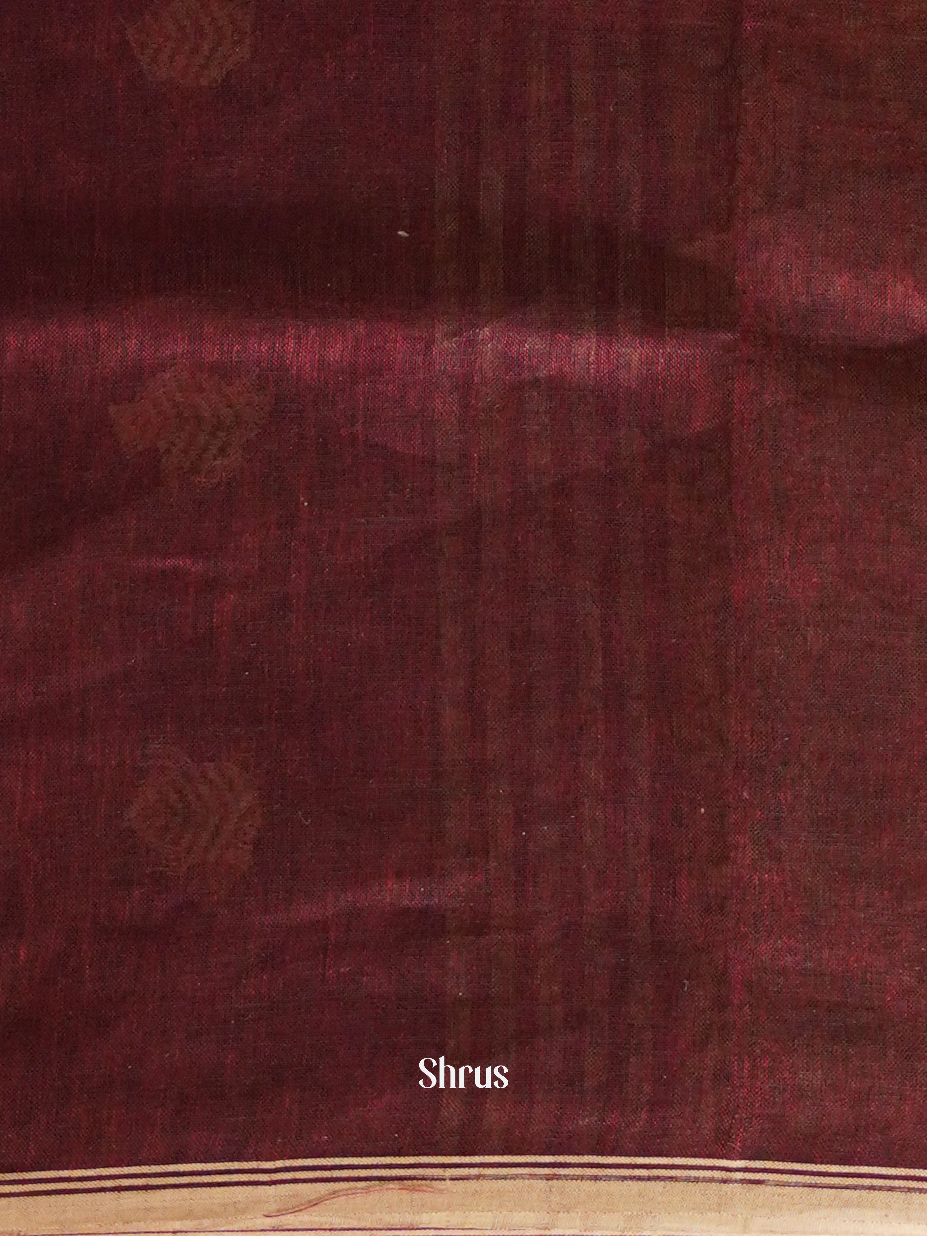 Maroon(Single Tone) - Linen Saree - Shop on ShrusEternity.com