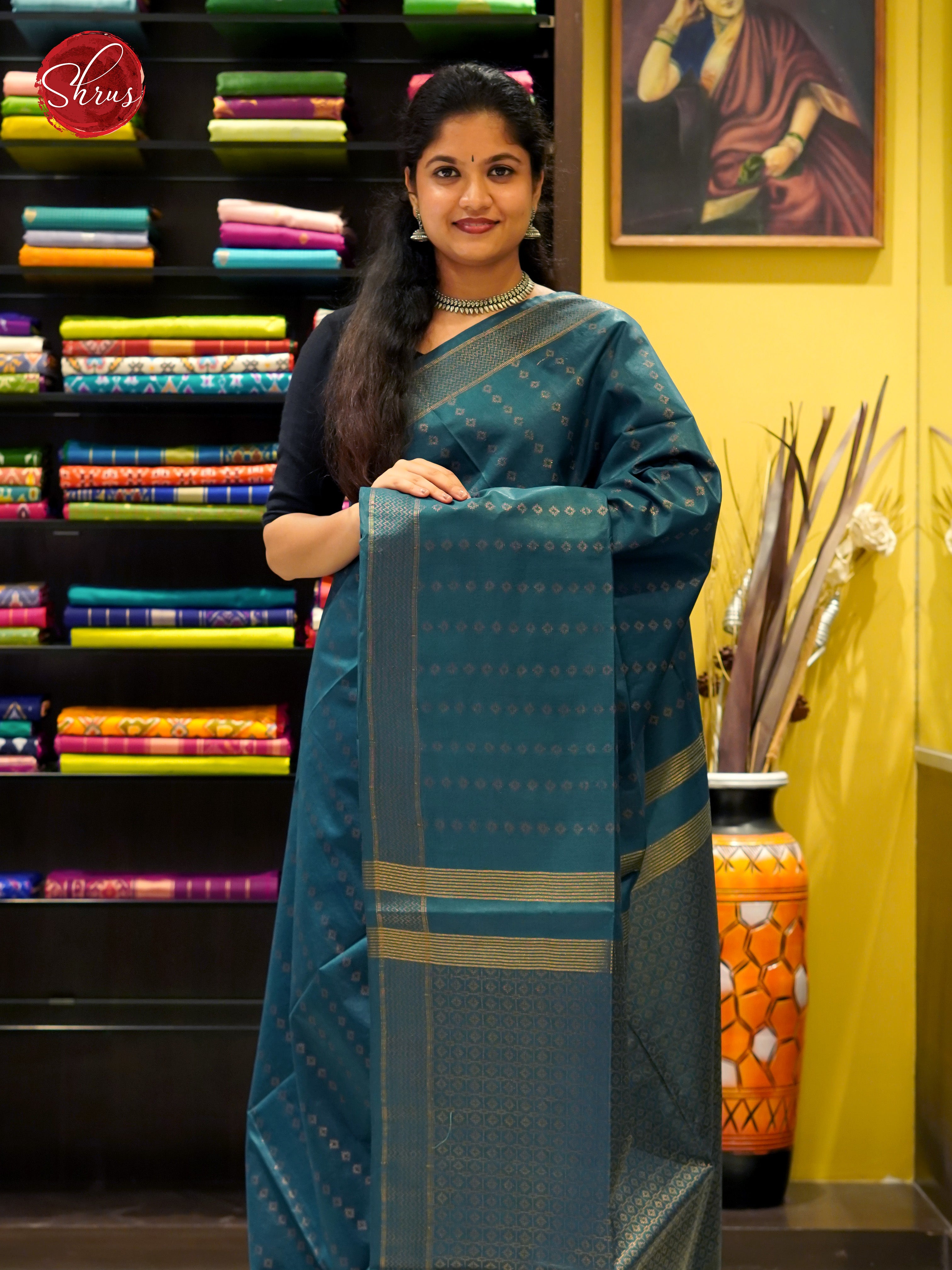 Blue(Single Tone) - Semi Tussar - Shop on ShrusEternity.com