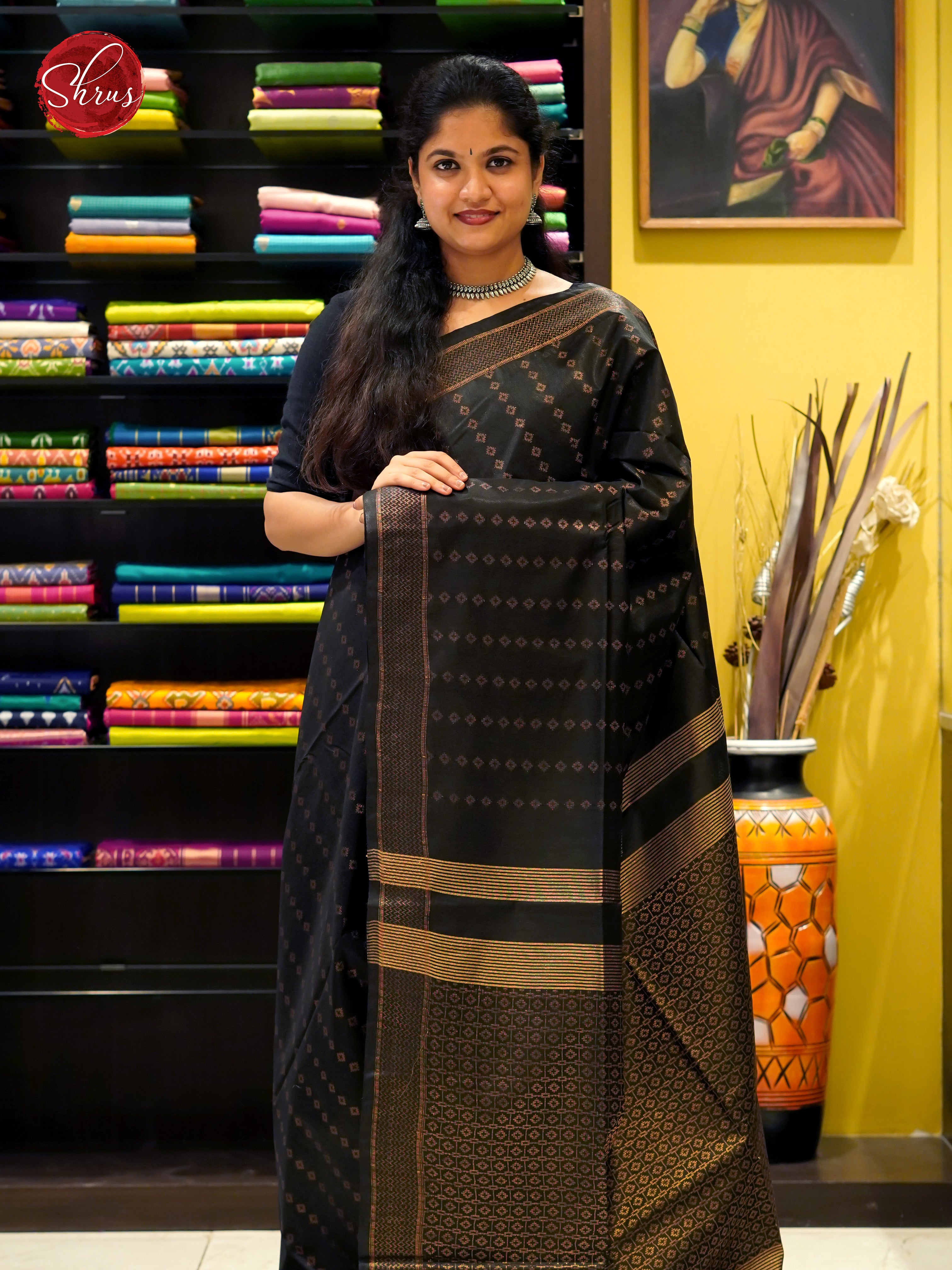 Black(Single Tone) - Semi Tussar - Shop on ShrusEternity.com