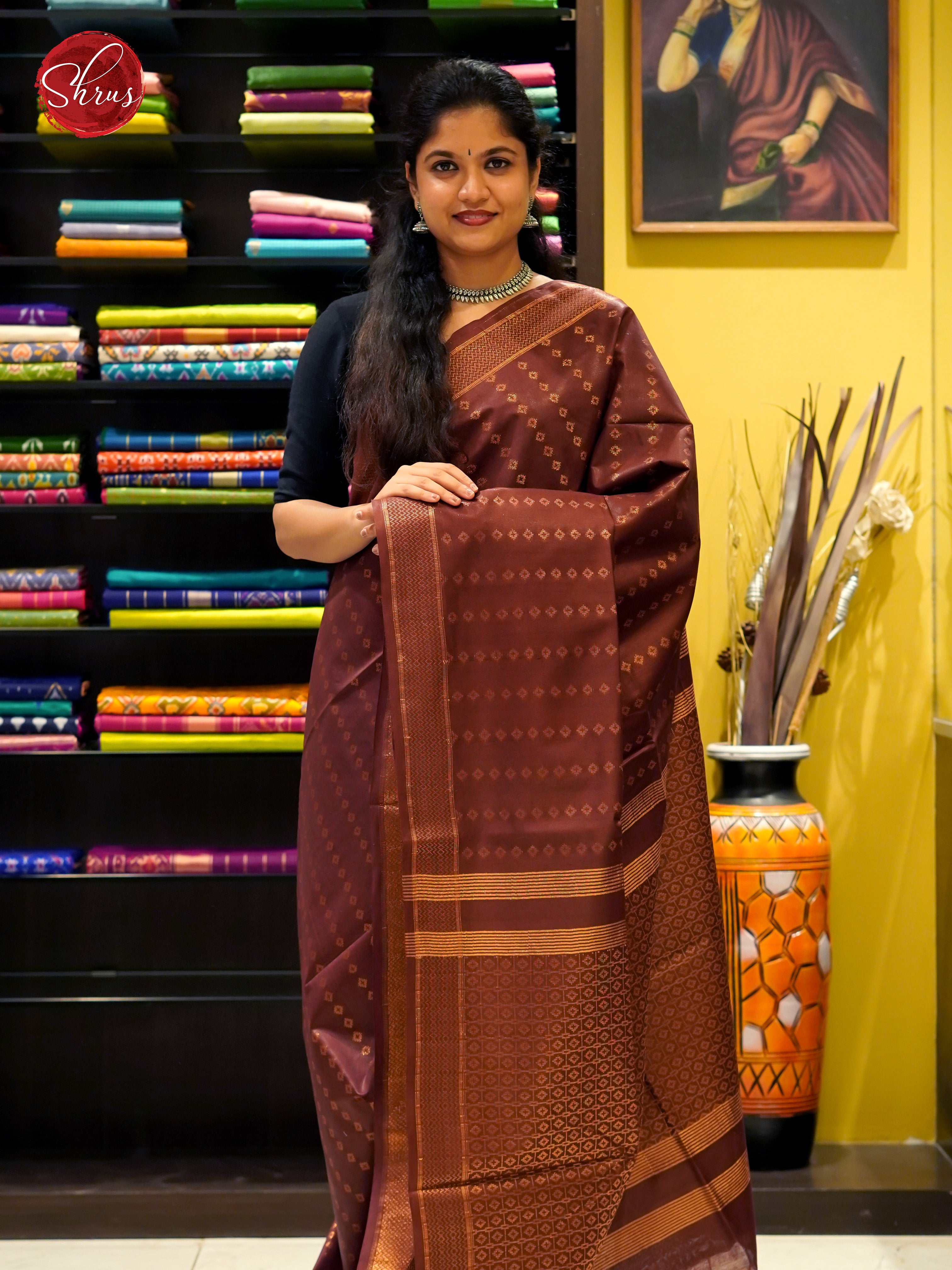 Brown(Single Tone) - Semi Tussar - Shop on ShrusEternity.com