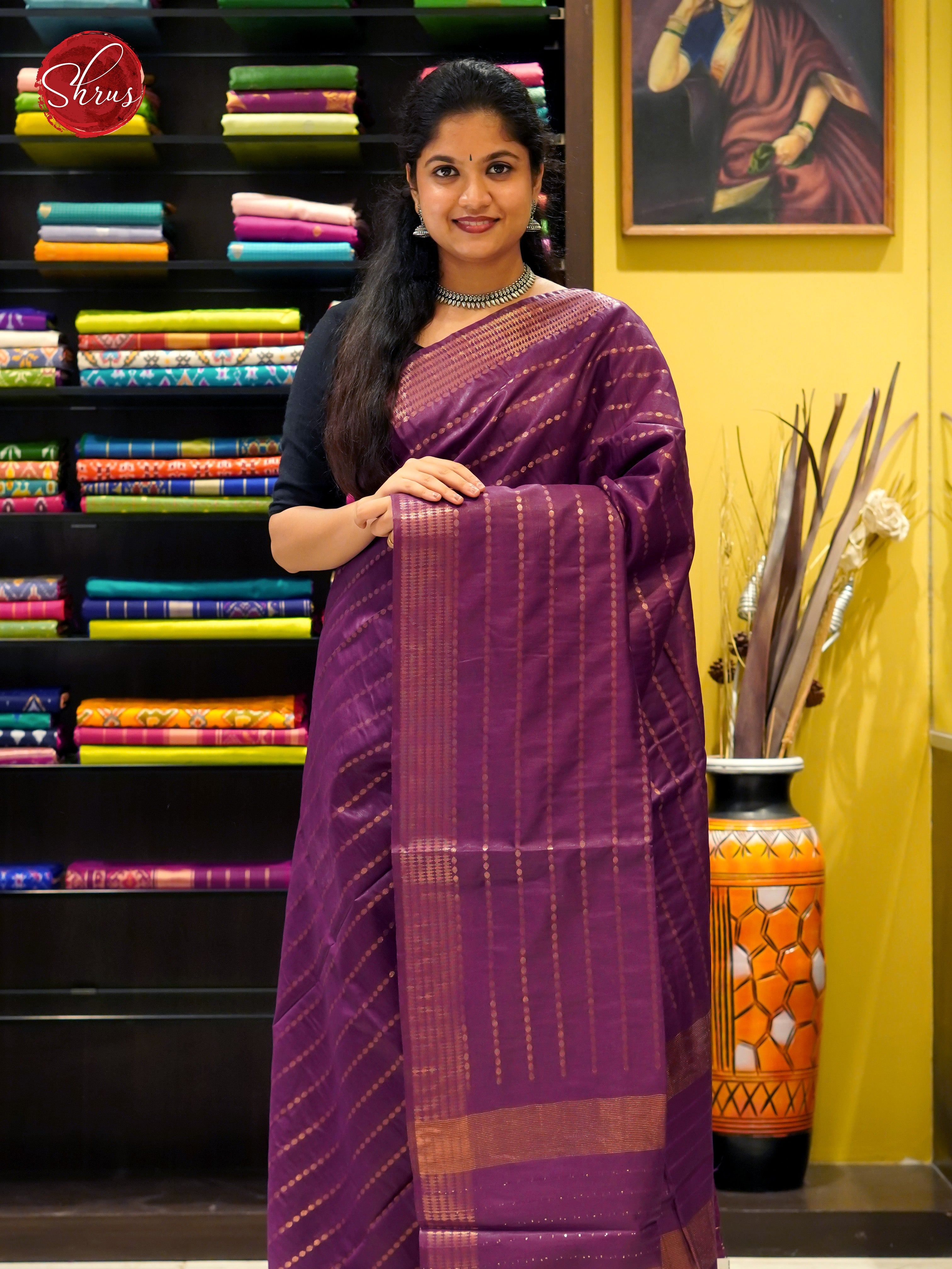 Purple(Single Tone)- Semi Tussar - Shop on ShrusEternity.com