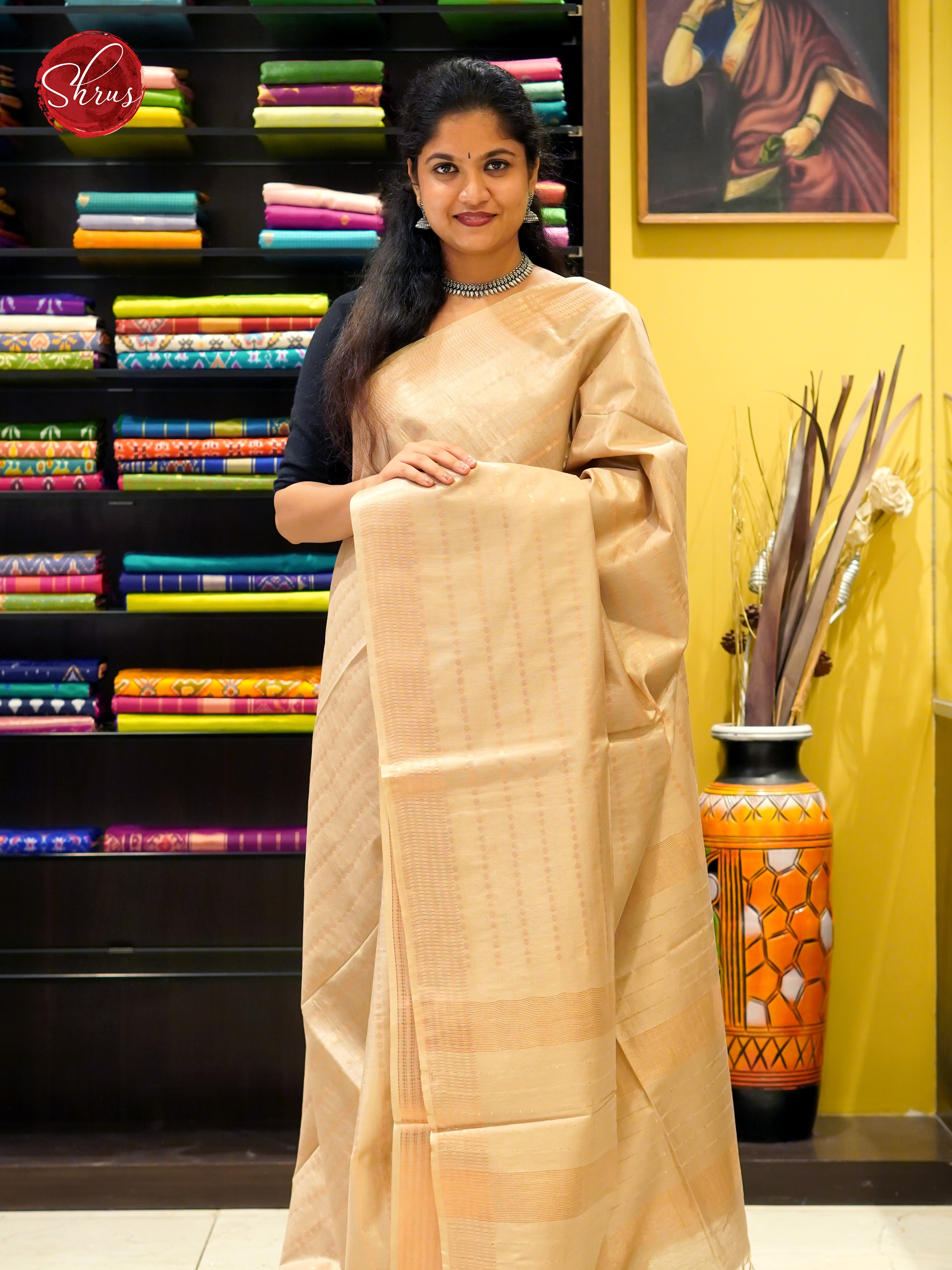 Cream(Single Tone) - Semi Tussar - Shop on ShrusEternity.com