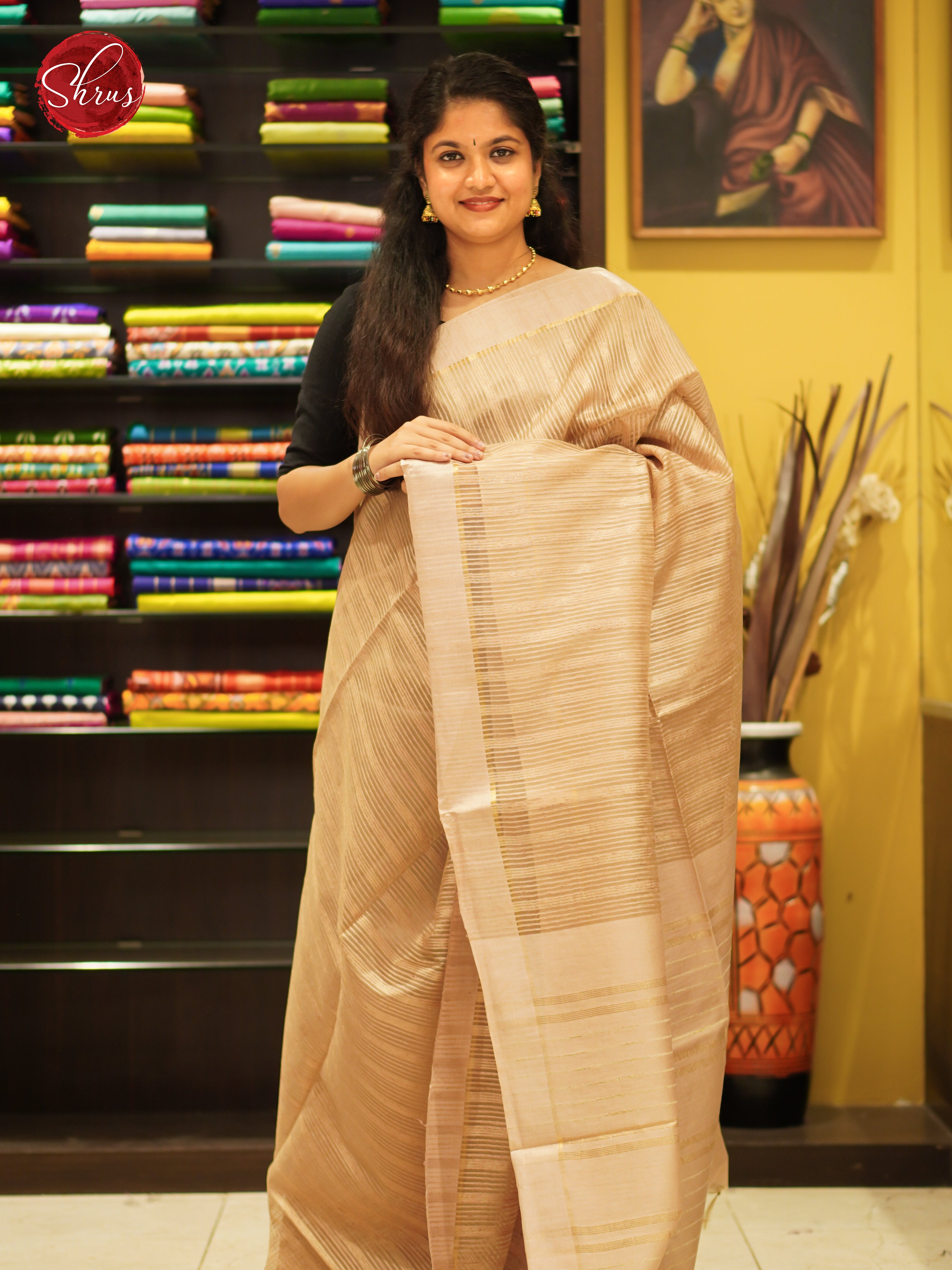 Sandal(Single Tone) - Semi Tussar Saree - Shop on ShrusEternity.com