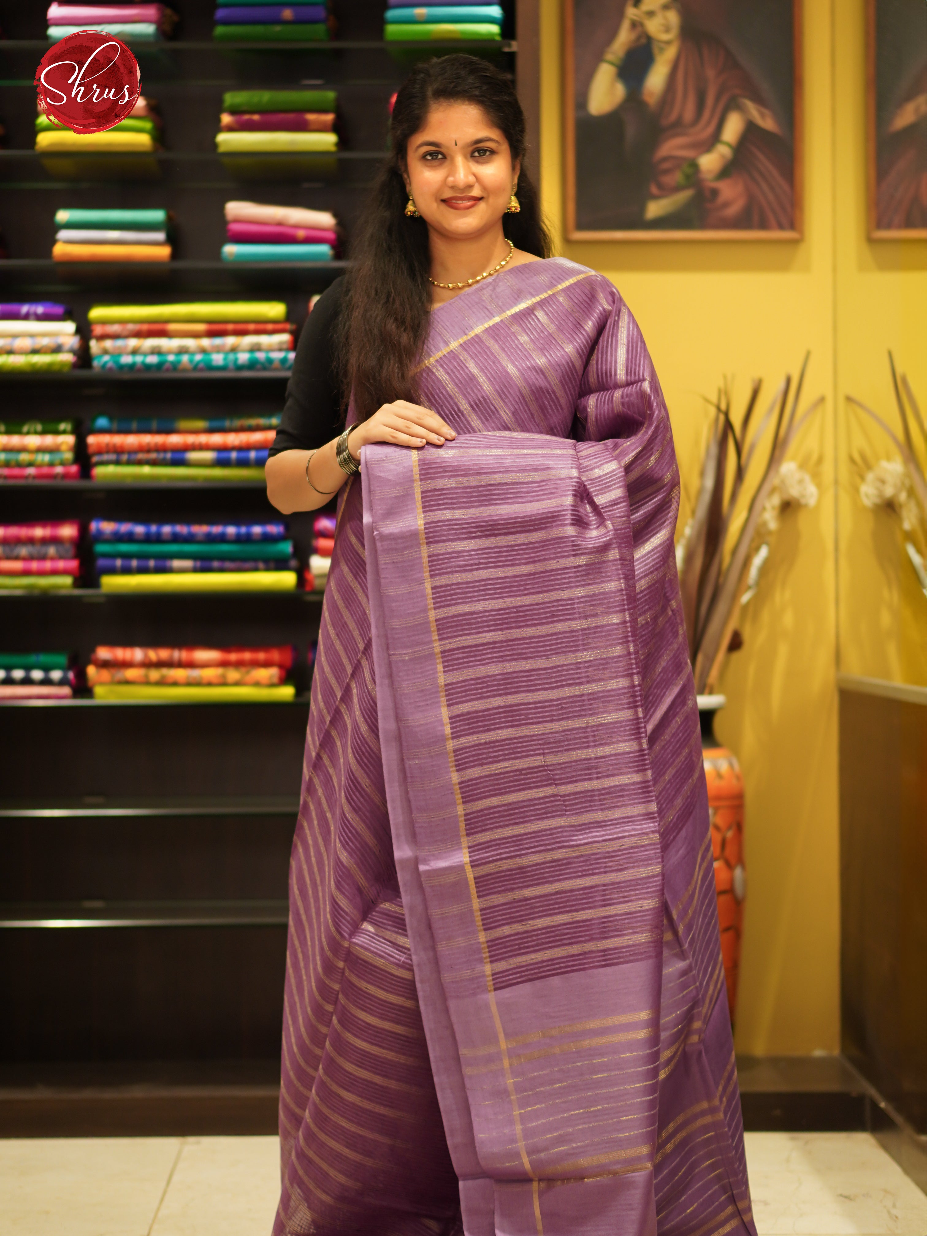 Lavender(Single Tone) - Semi Tussar Saree - Shop on ShrusEternity.com