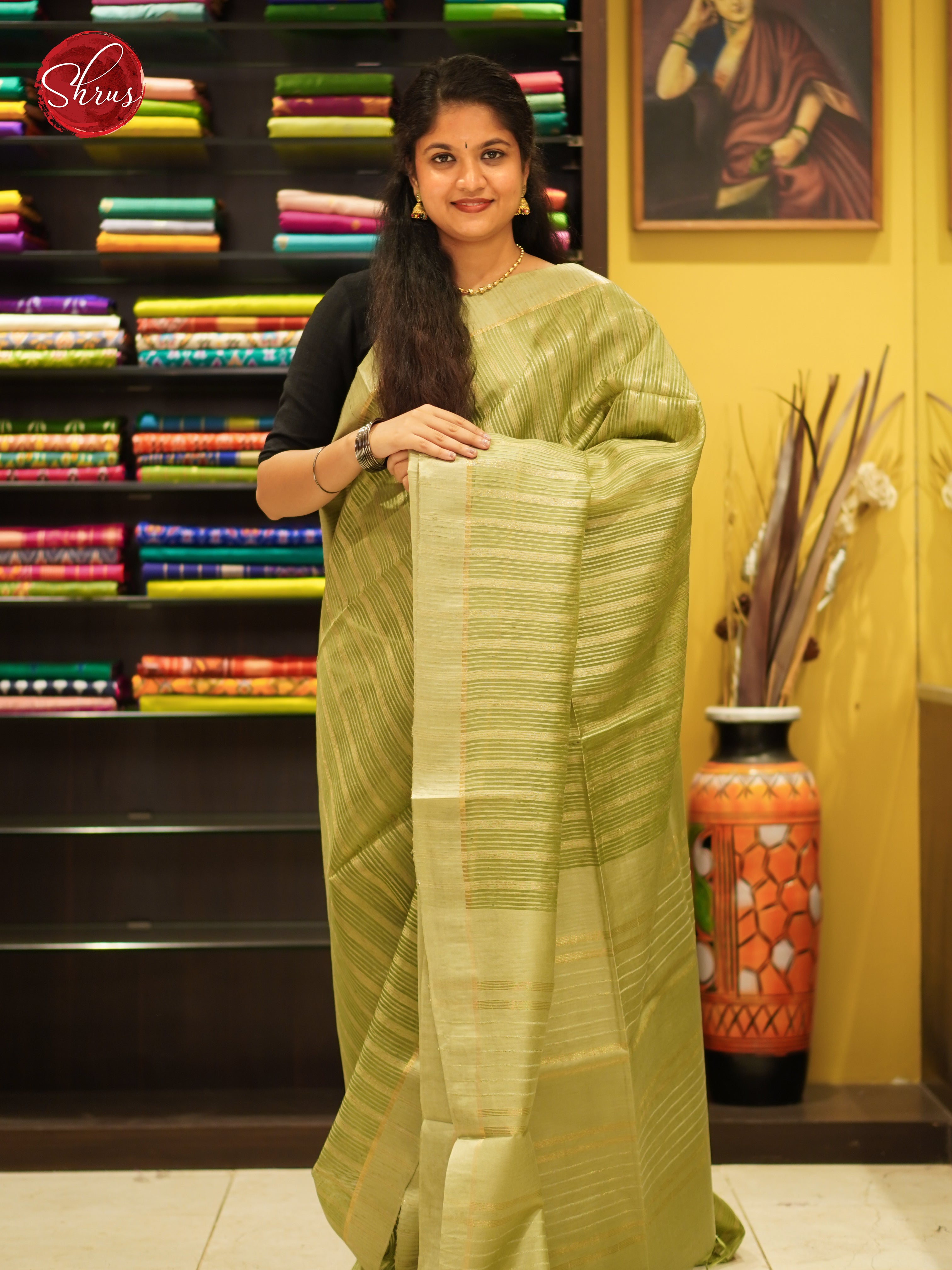 Light Green(Single Tone) - Semi Tussar Saree - Shop on ShrusEternity.com