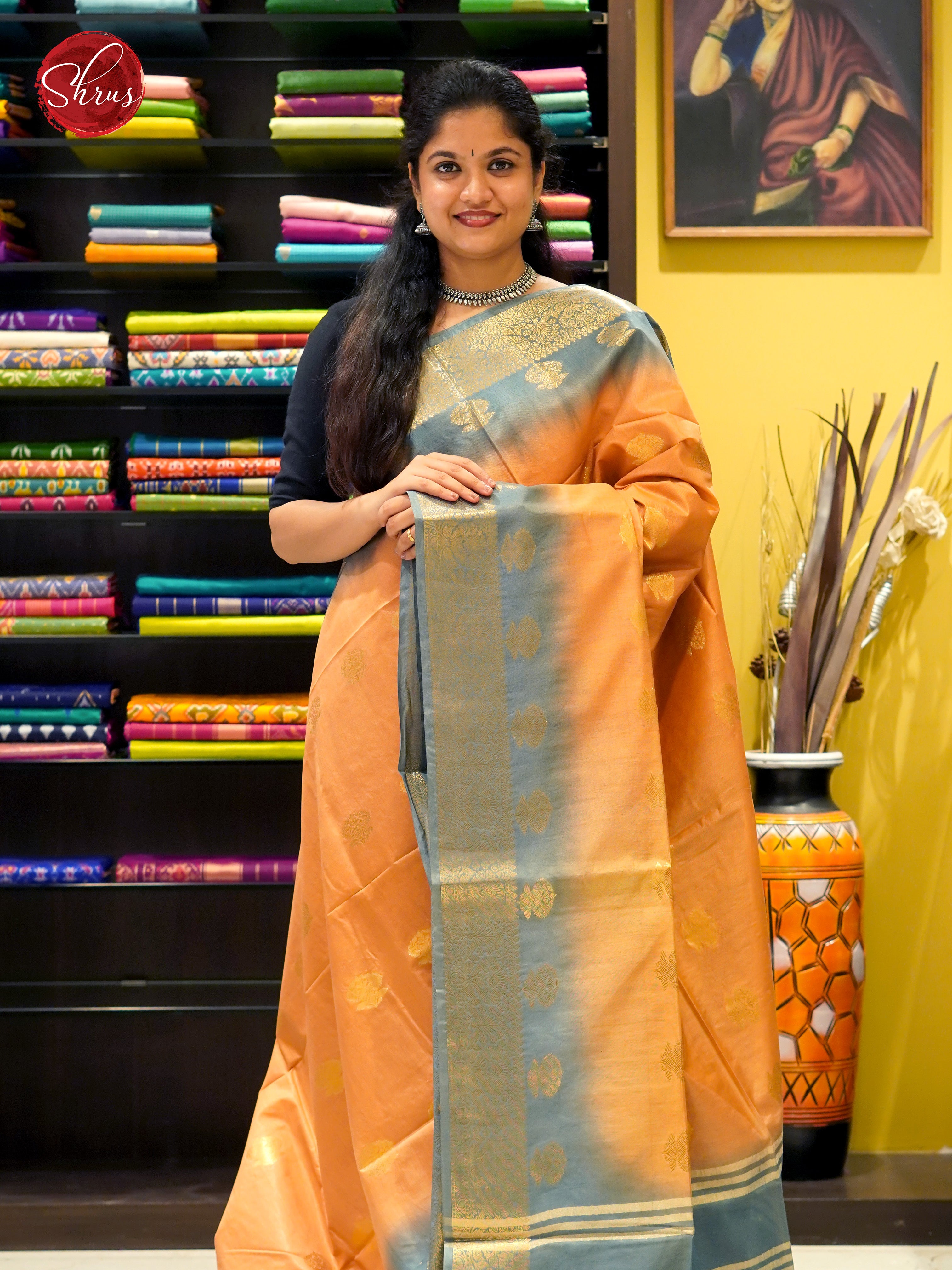 Orange & Grey - Semi Tussar - Shop on ShrusEternity.com