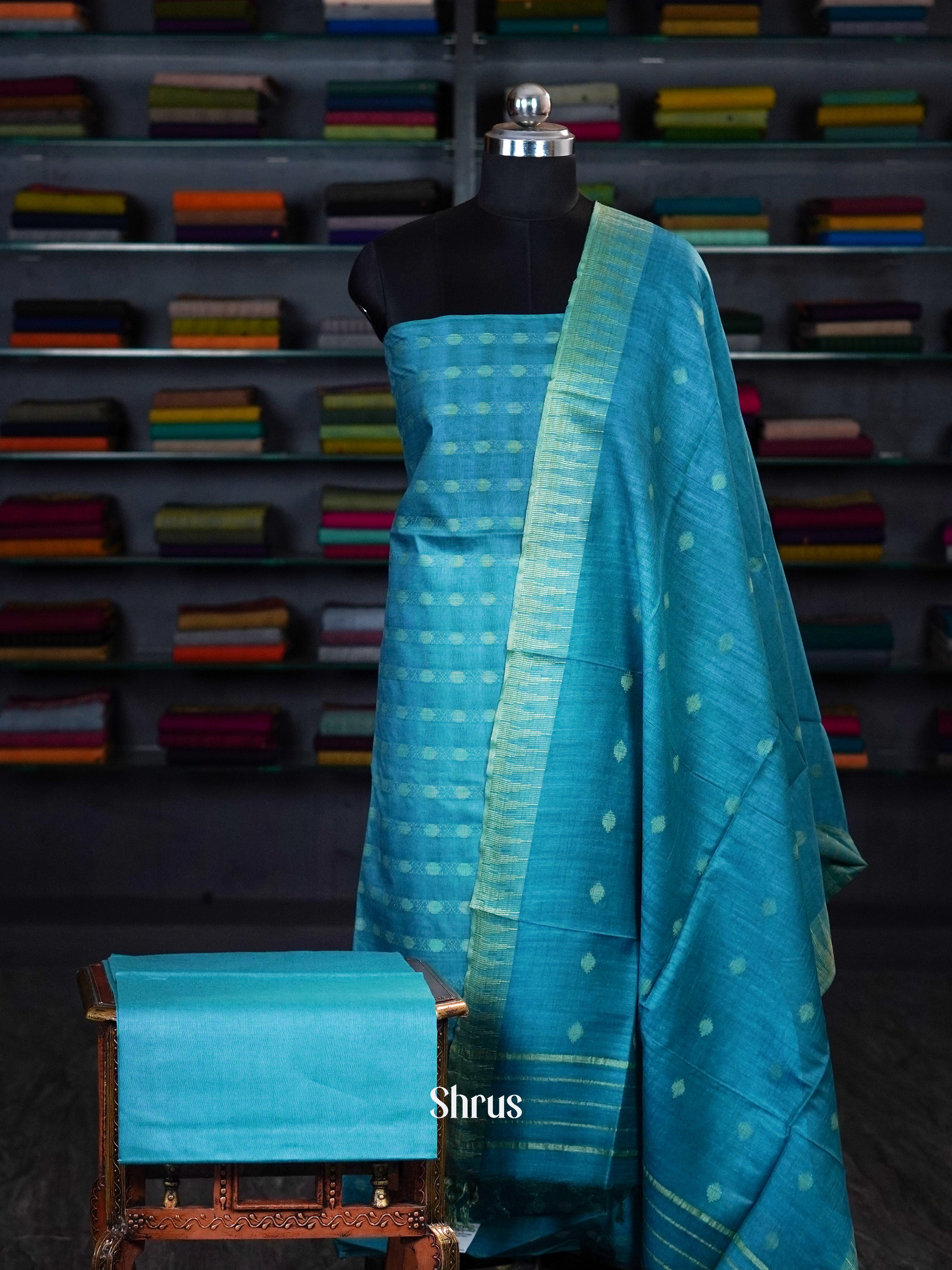 Teal - unstitched salwar - Shop on ShrusEternity.com