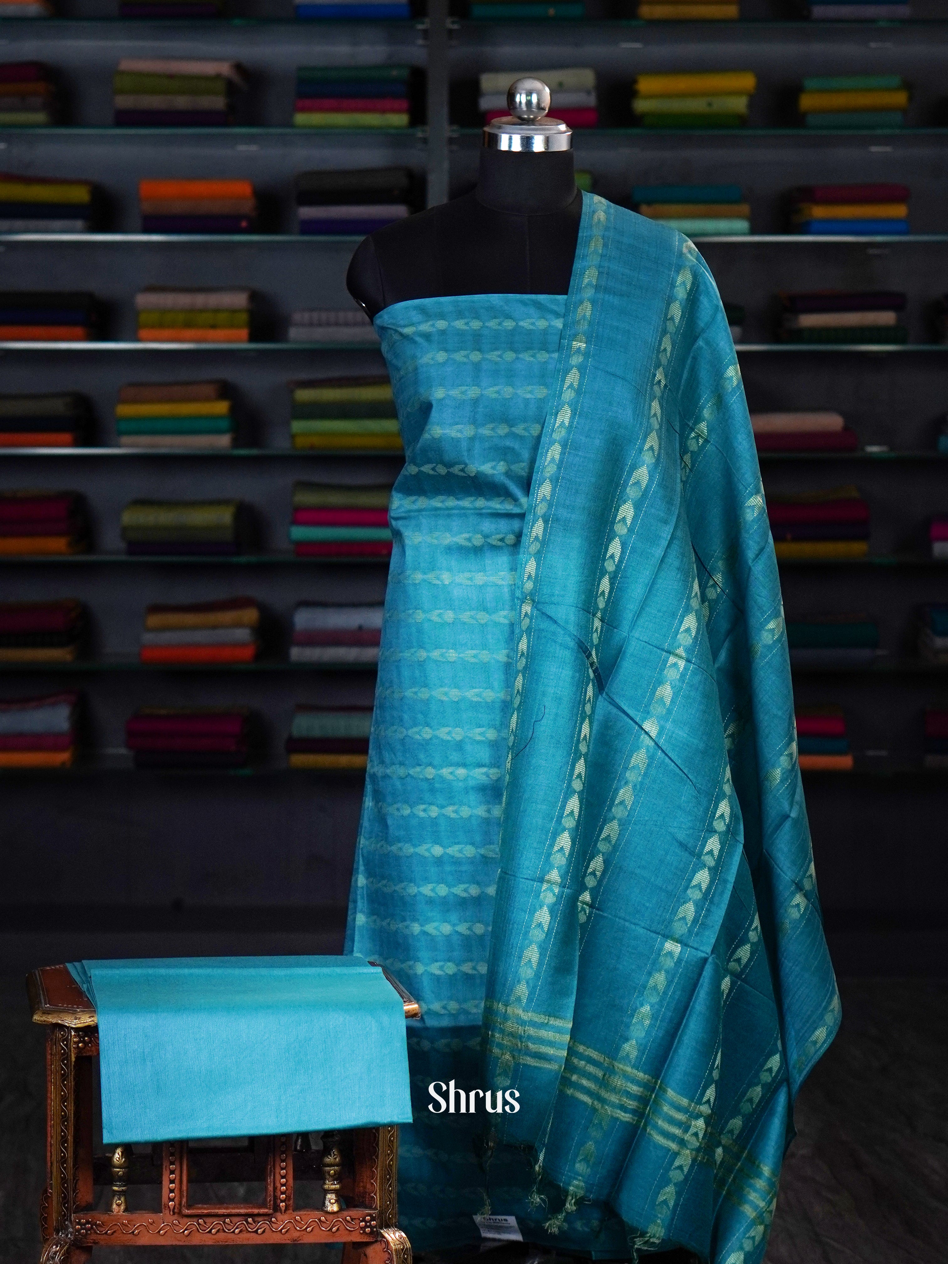 Teal - unstitched salwar - Shop on ShrusEternity.com