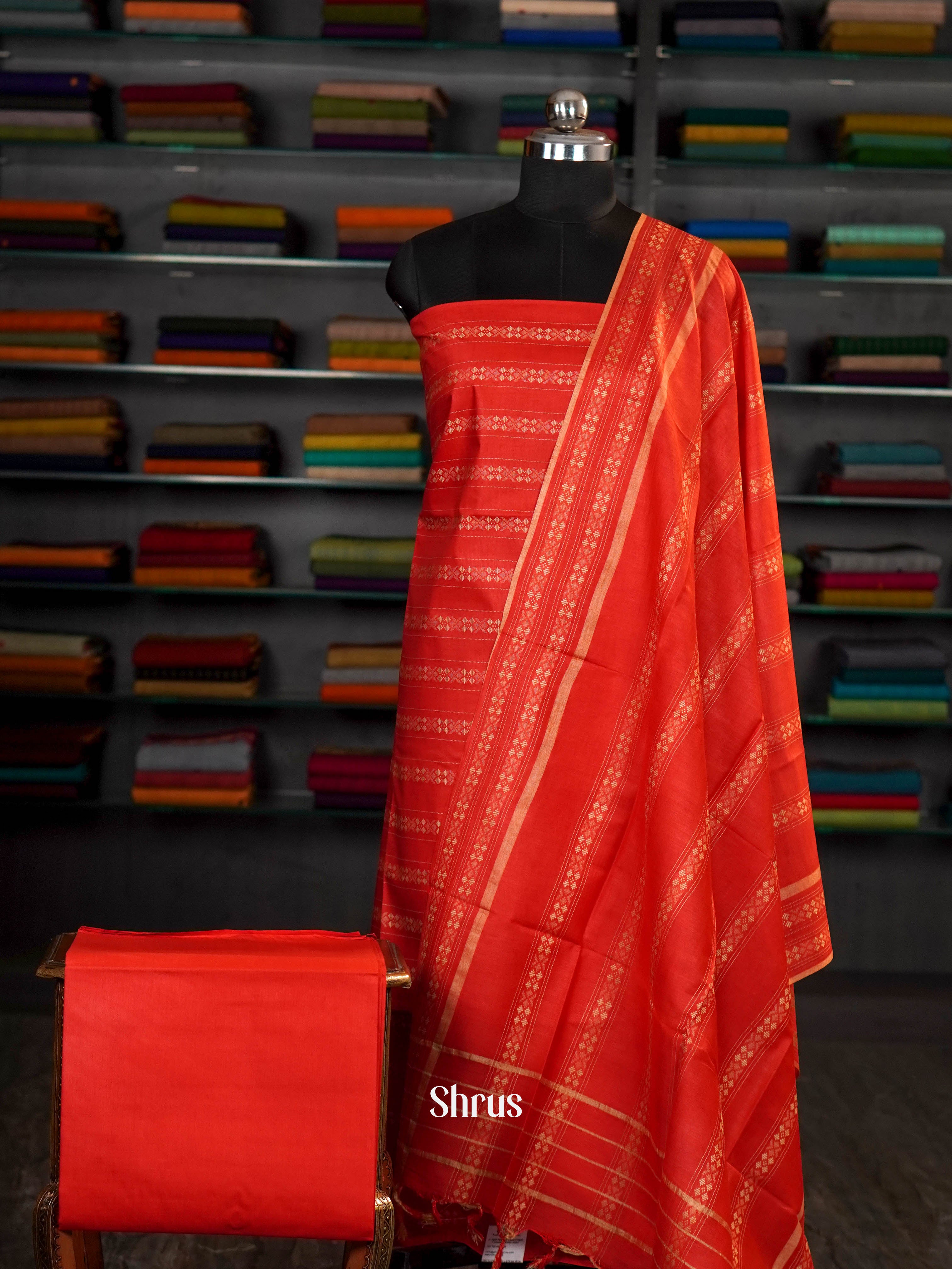 Red - unstitched salwar - Shop on ShrusEternity.com