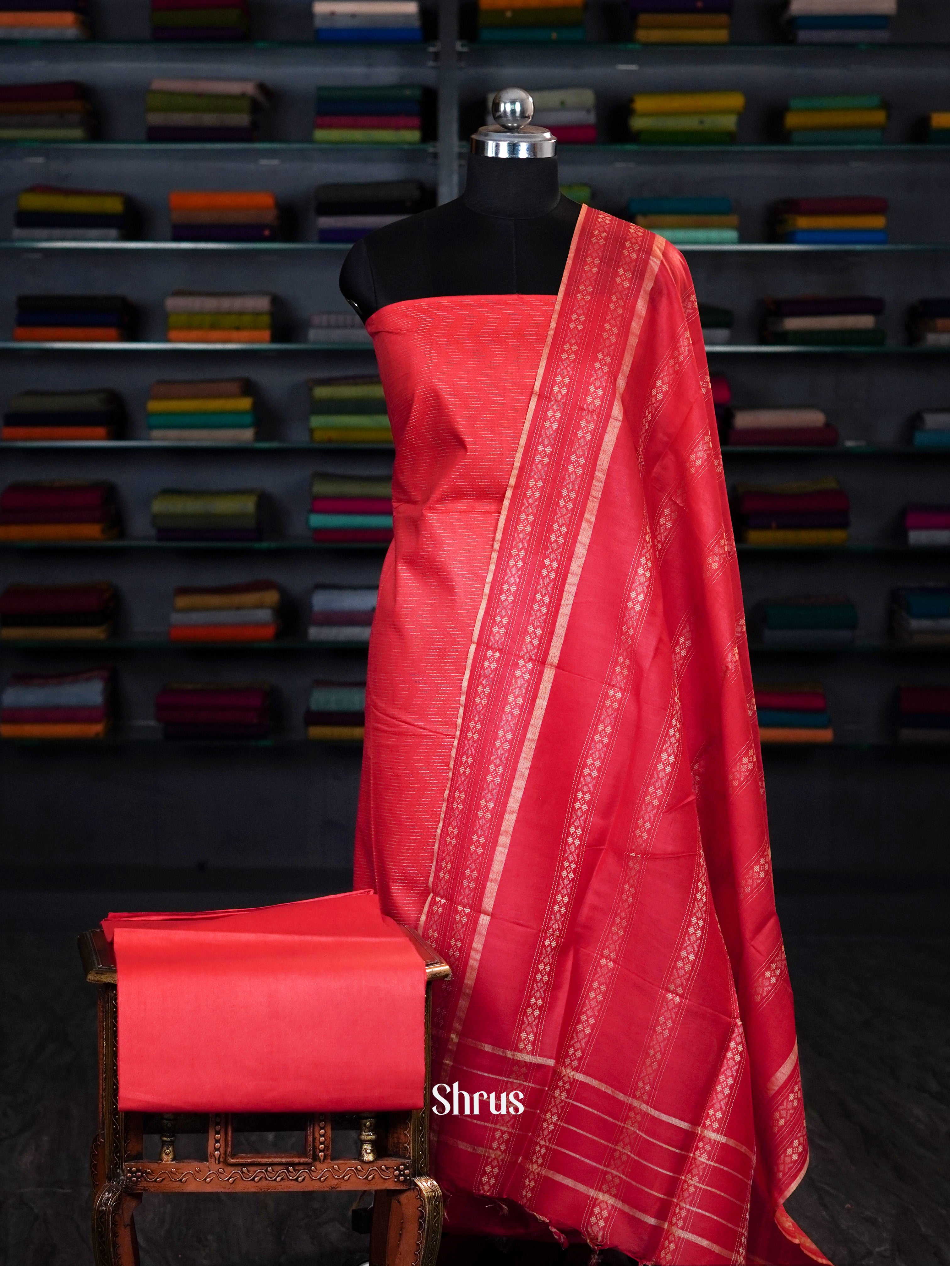 Red - unstitched salwar - Shop on ShrusEternity.com