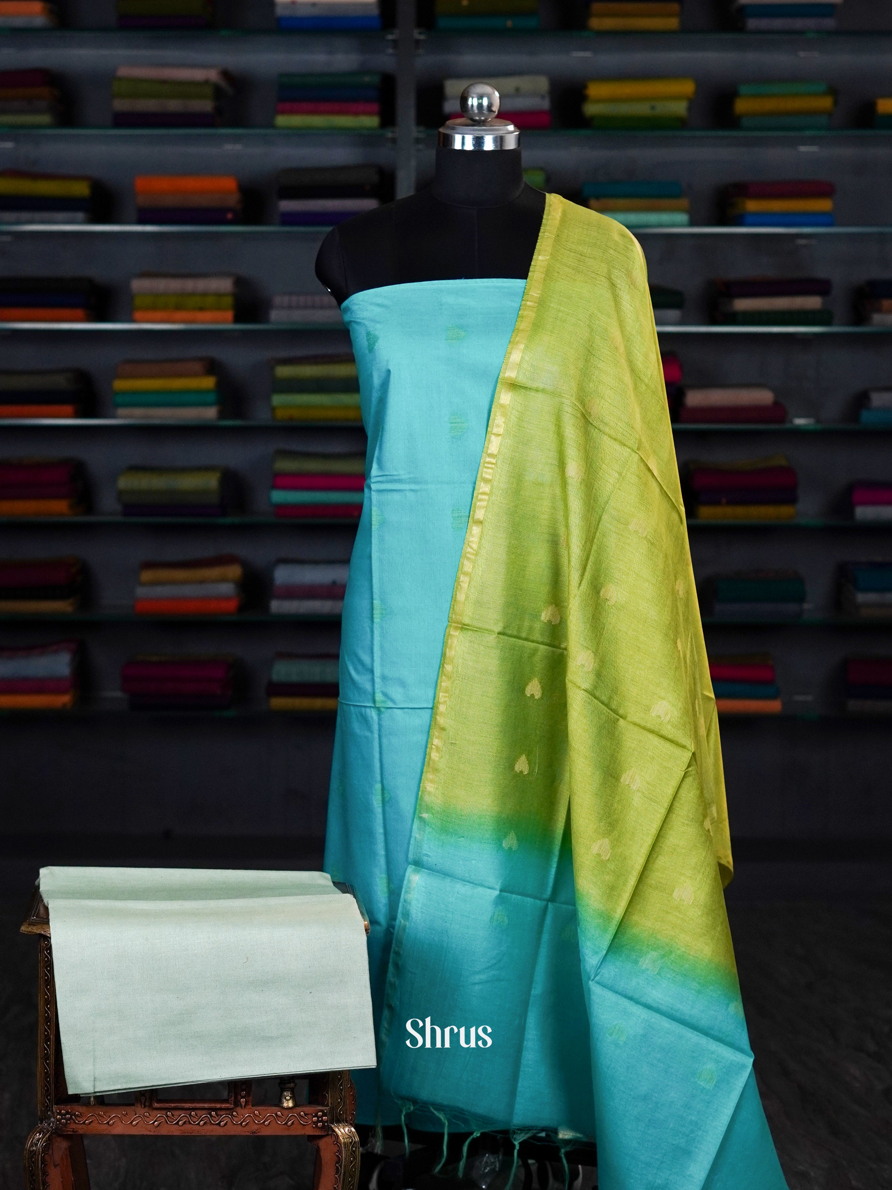 Blue & Green - unstitched salwar - Shop on ShrusEternity.com