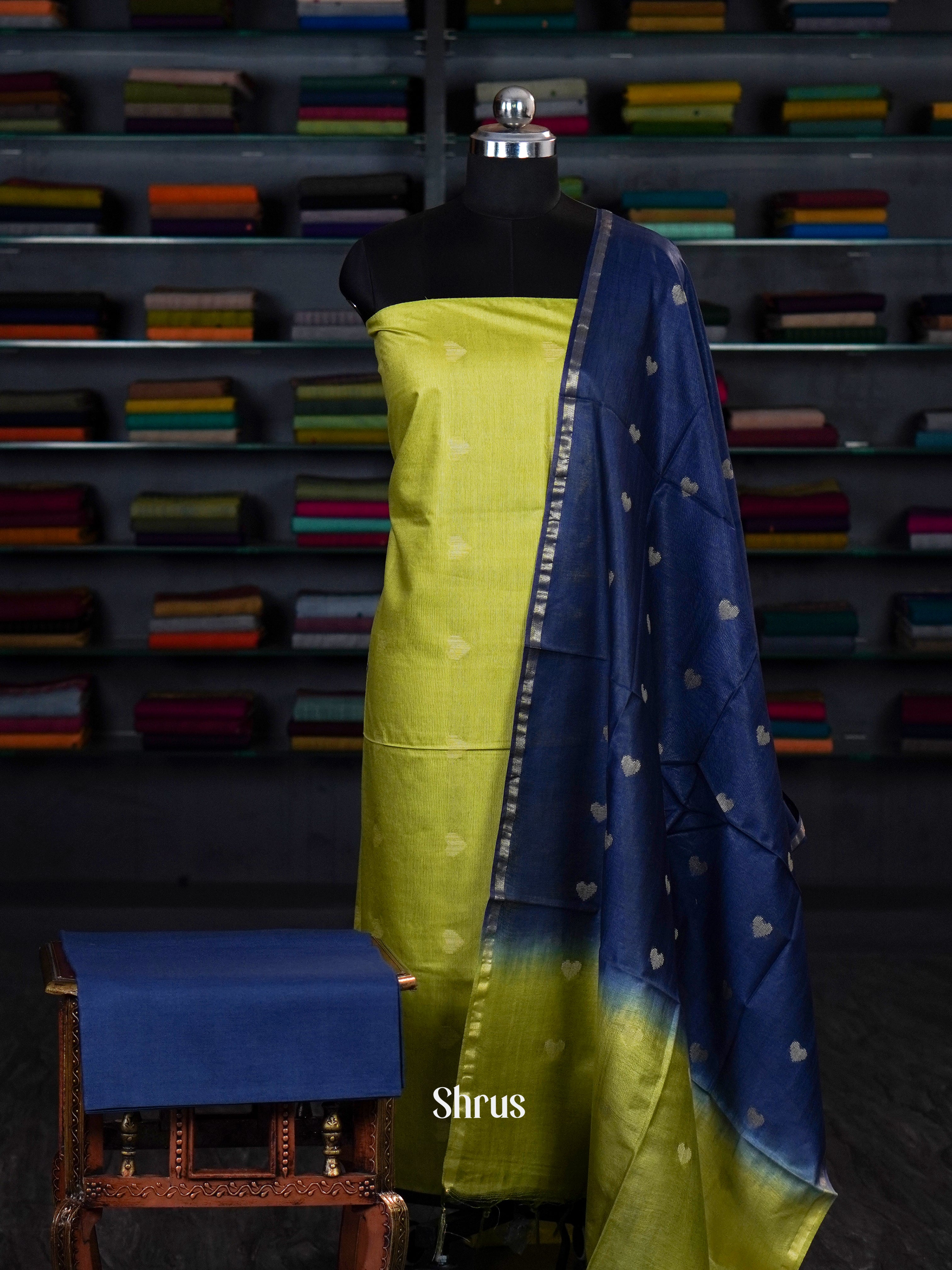 Green & Blue - unstitched salwar - Shop on ShrusEternity.com