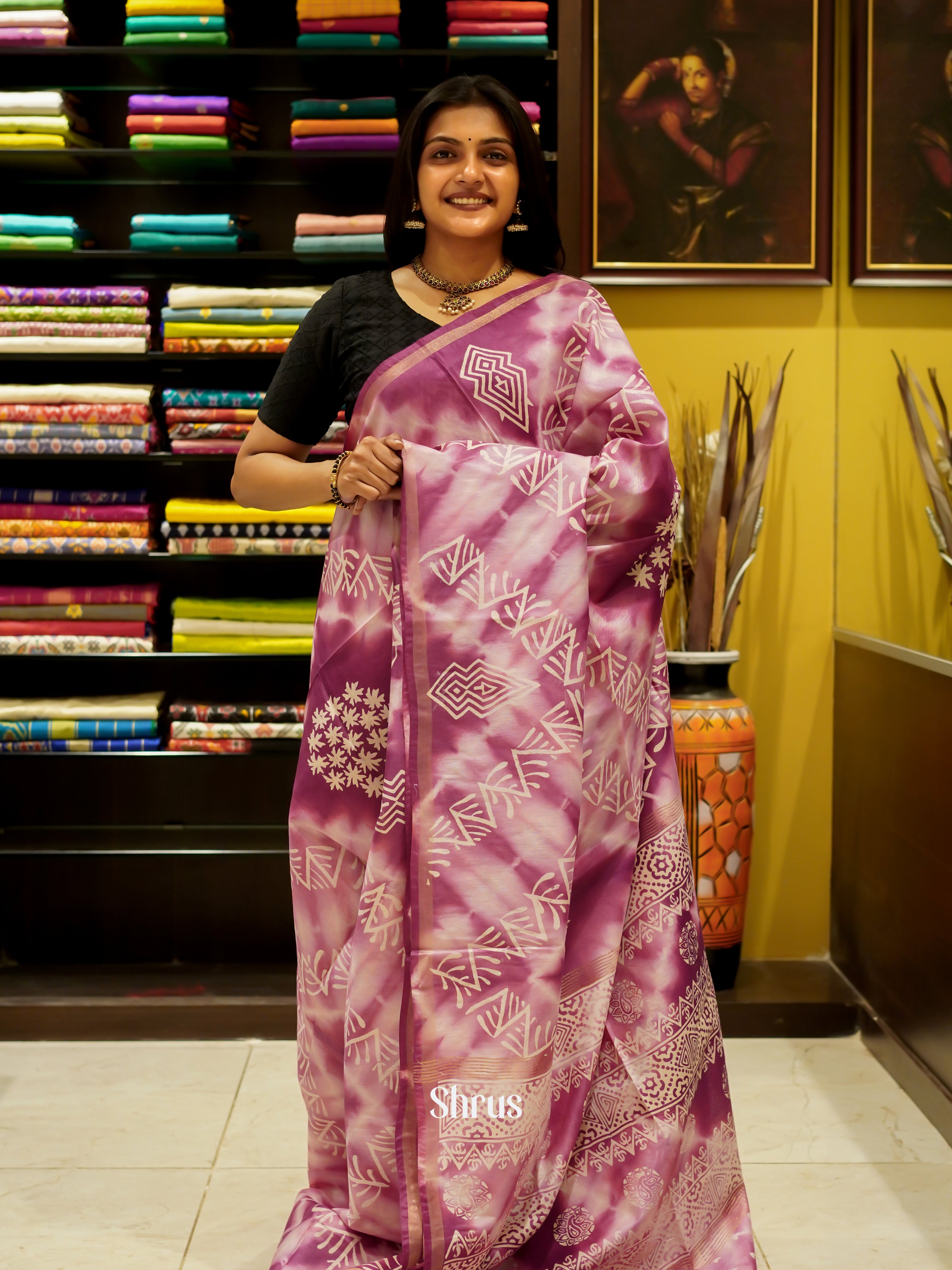 Cream & Onion Pink - Bhatik Saree - Shop on ShrusEternity.com