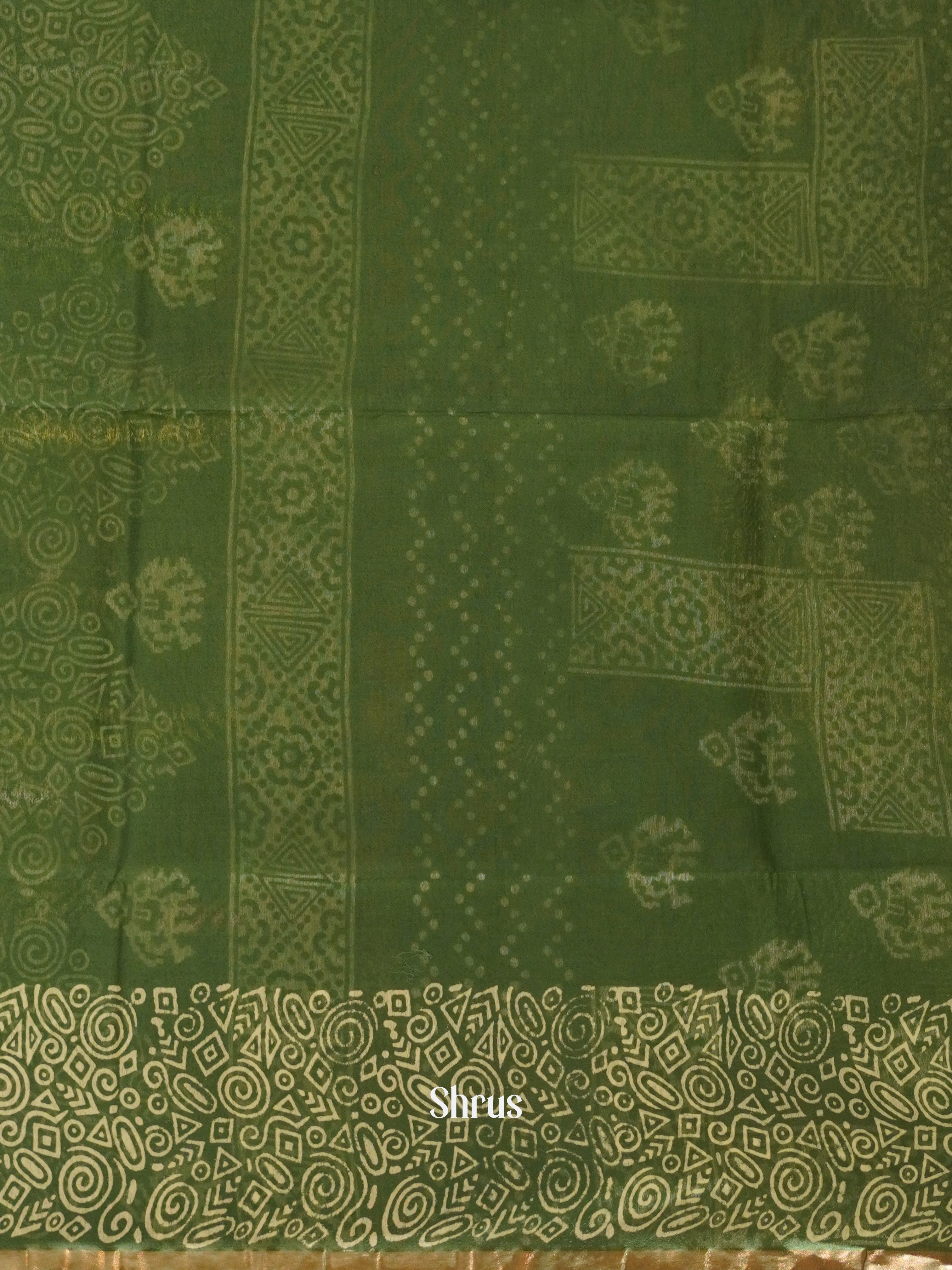 Green & Cream - Bhatik Saree - Shop on ShrusEternity.com