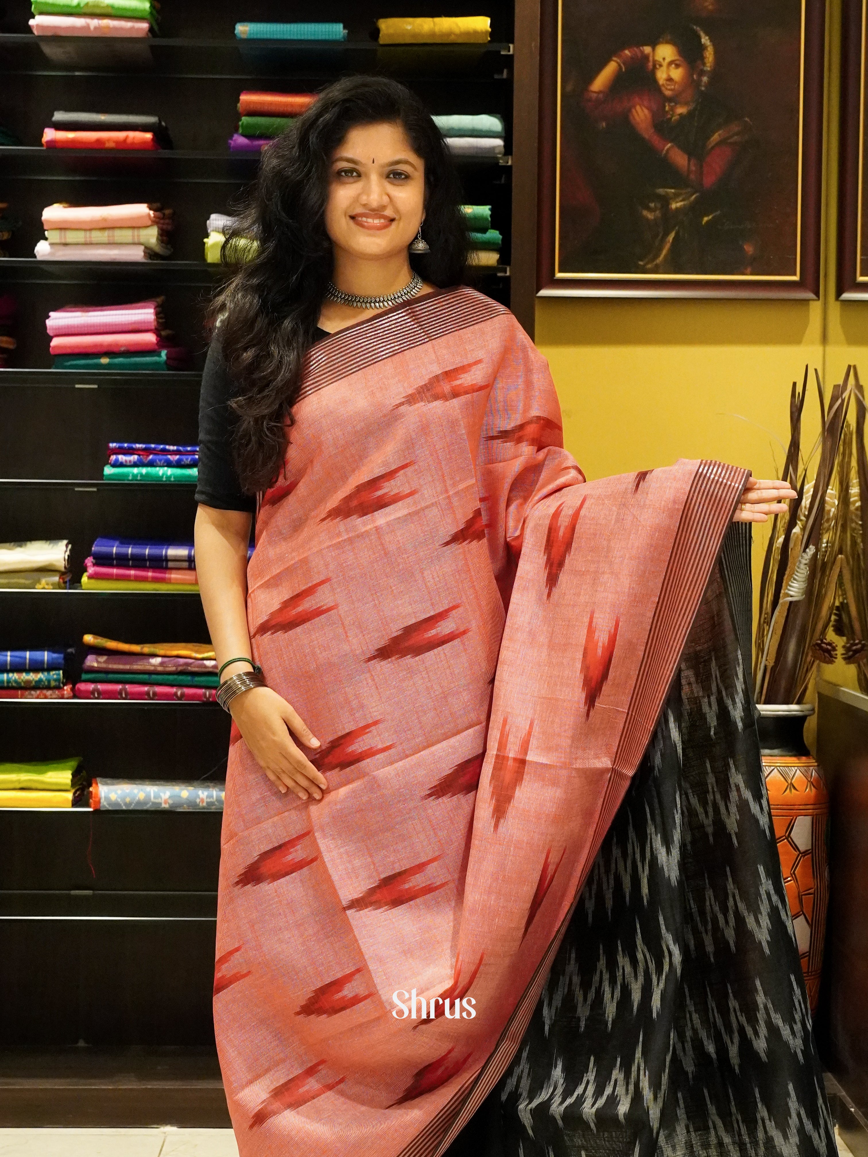Red & Black -Semi Ikkat - Shop on ShrusEternity.com