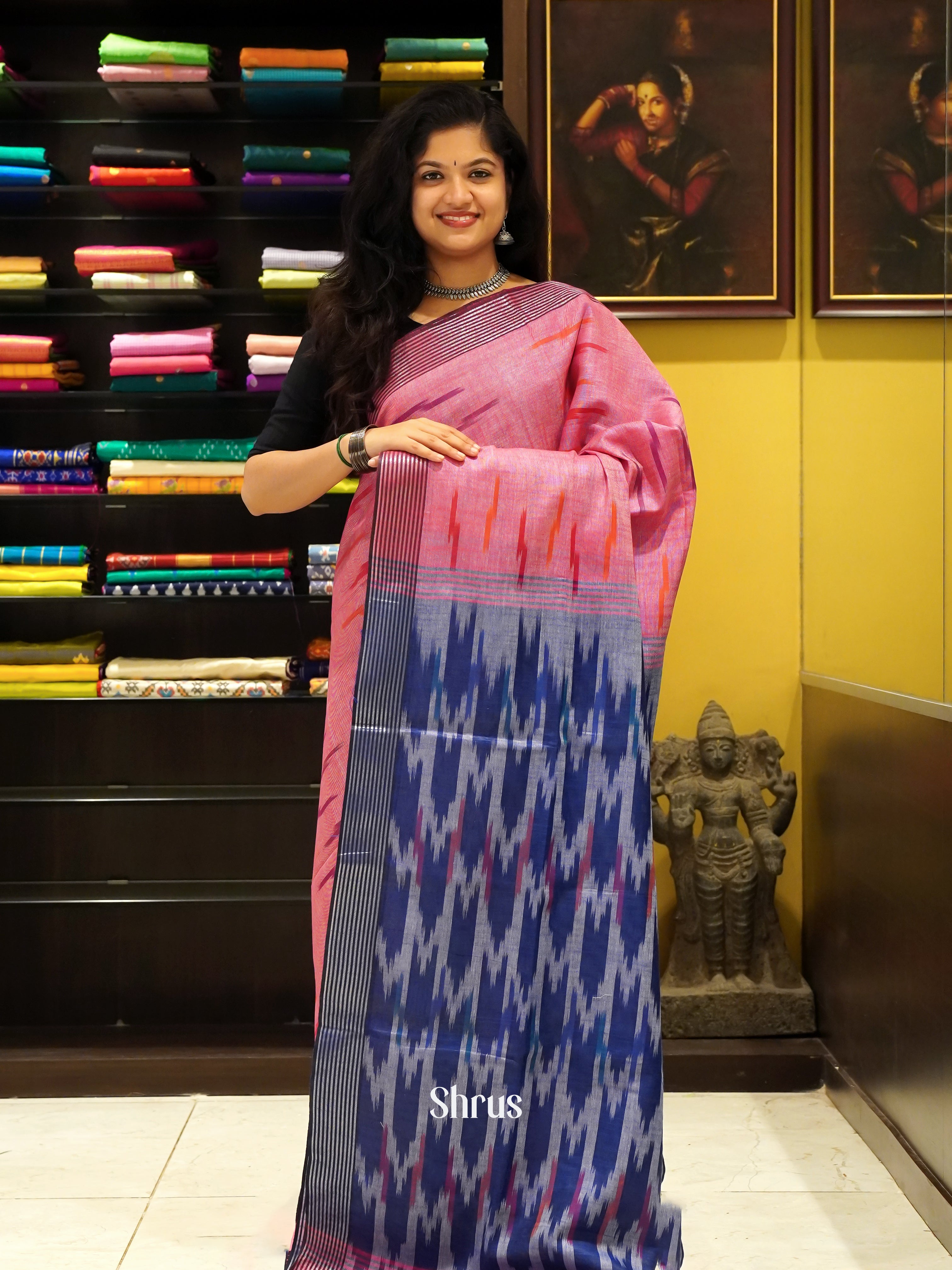 CES03065 - Semi Ikkat Saree - Shop on ShrusEternity.com