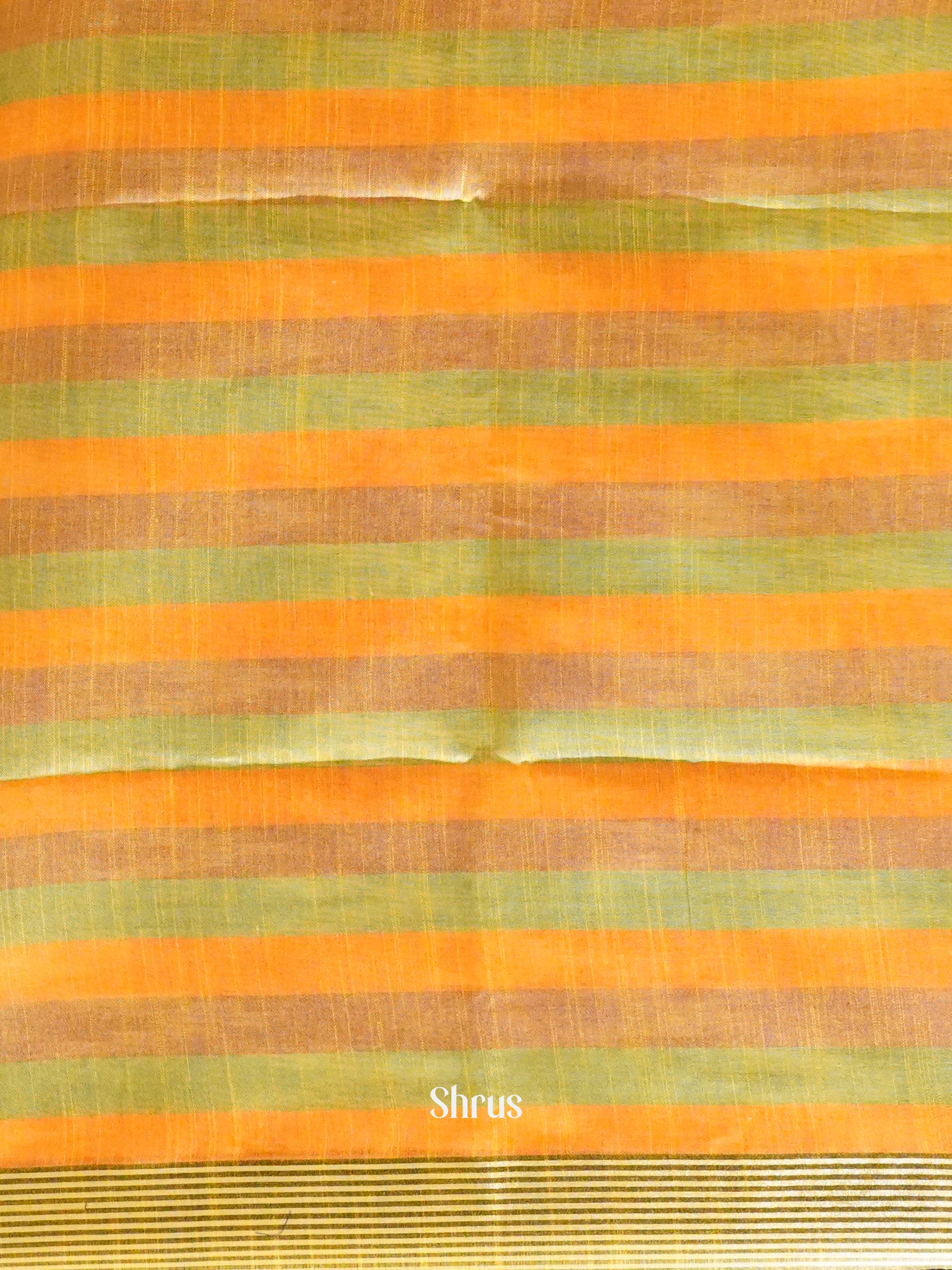 Grey & Orange -Semi Ikkat - Shop on ShrusEternity.com