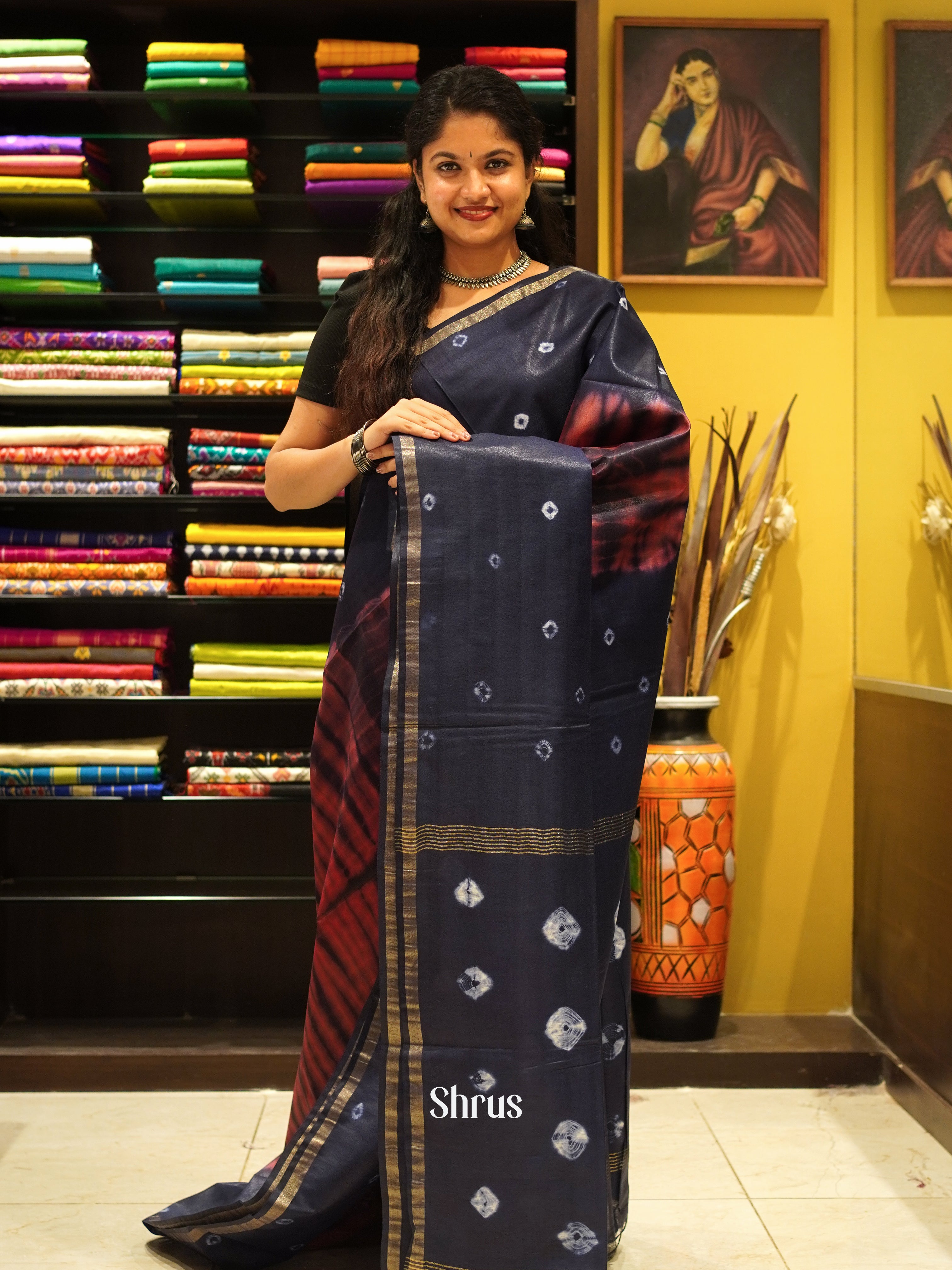 Red & Black - Shibori Saree - Shop on ShrusEternity.com