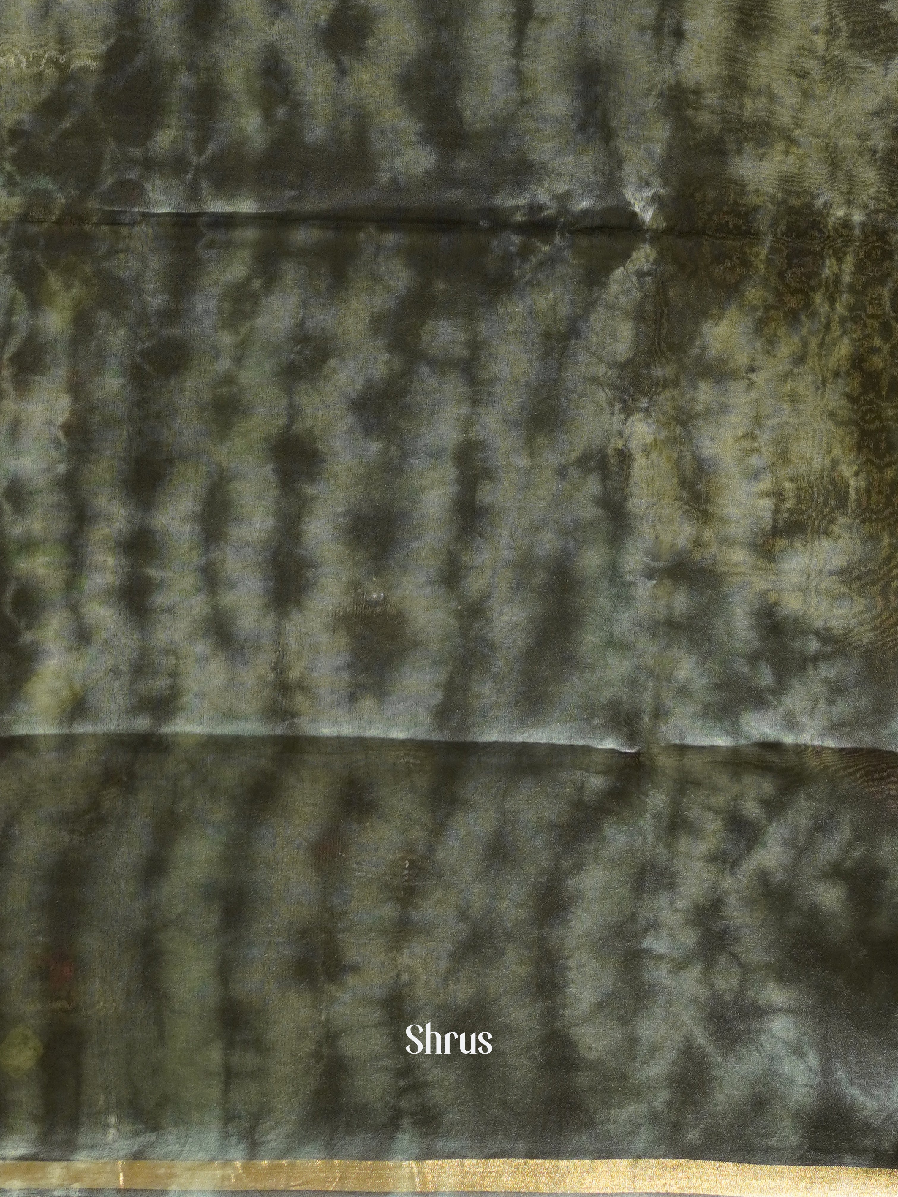 Army Green & Yellow - Shibori Saree - Shop on ShrusEternity.com