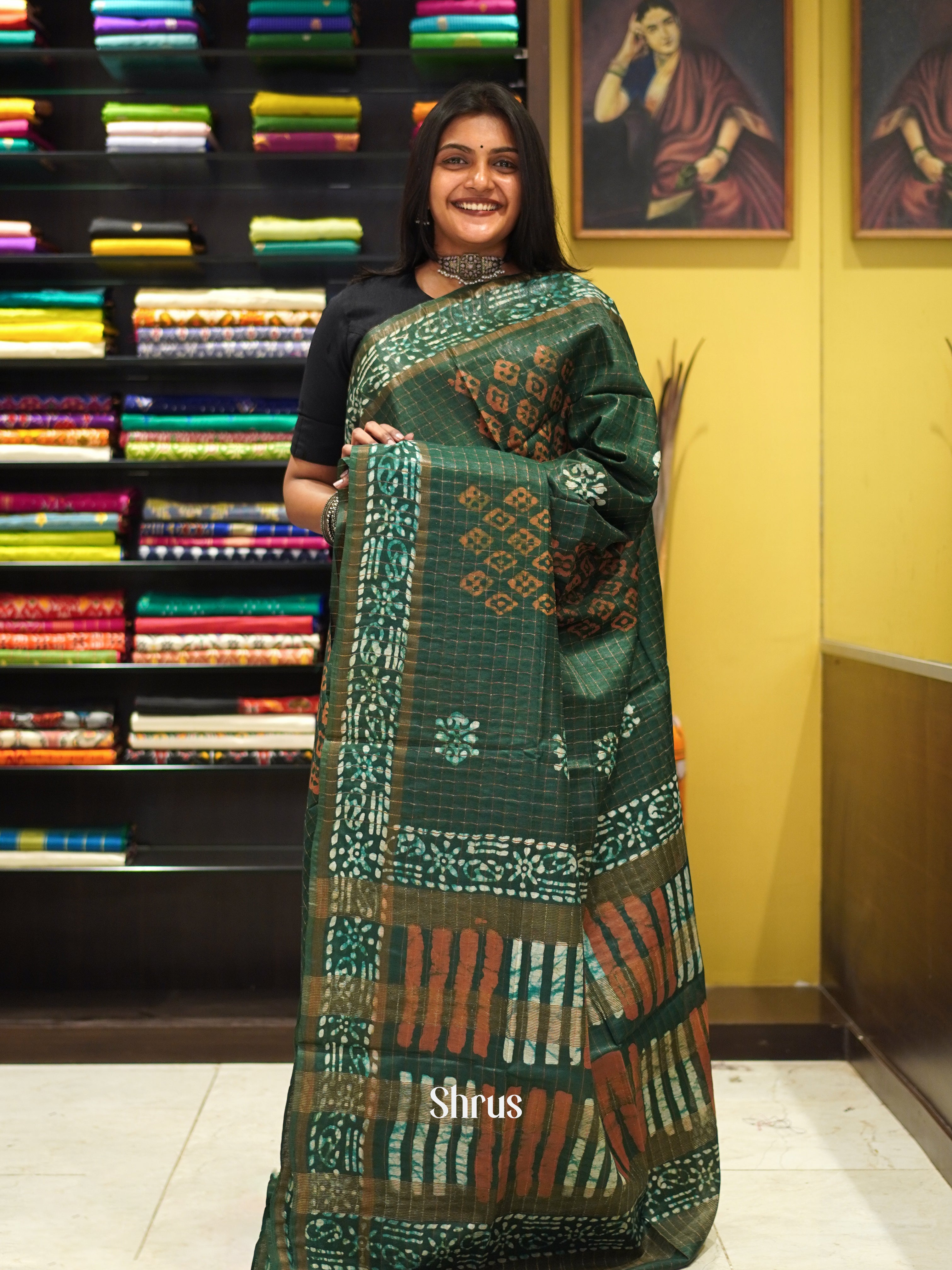 Green - Bhatik Saree - Shop on ShrusEternity.com
