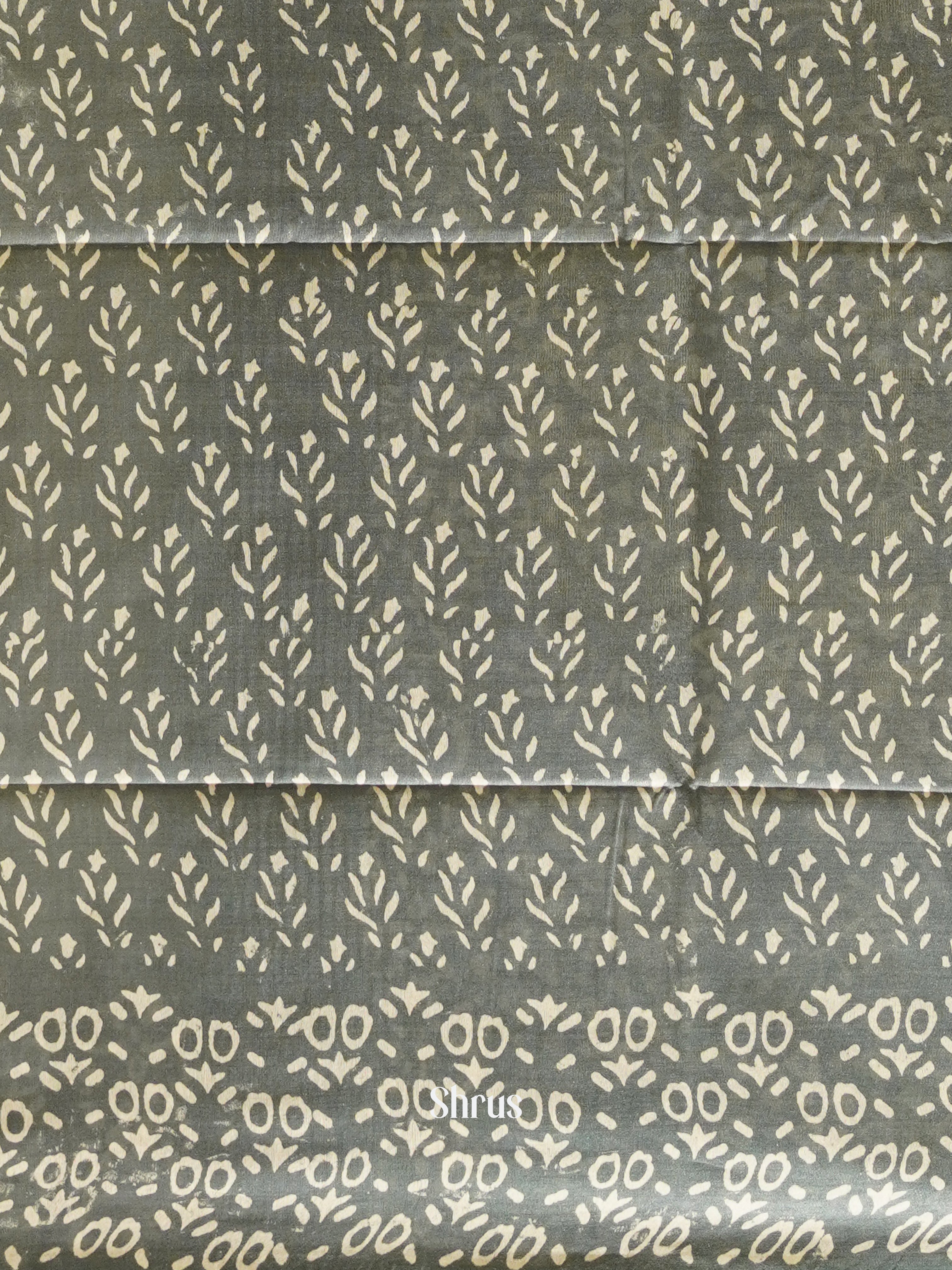 Grey - Semi Tussar Saree - Shop on ShrusEternity.com