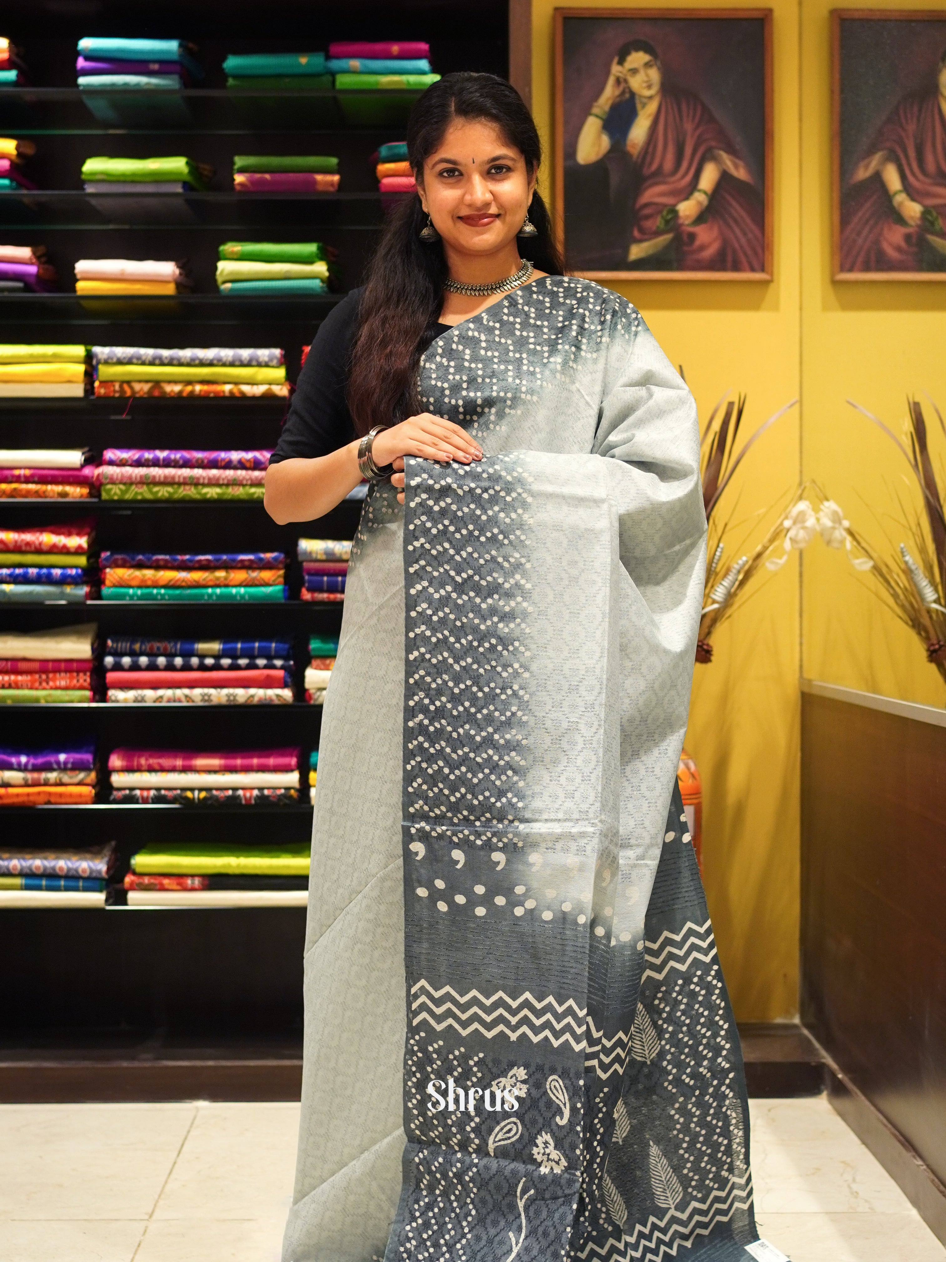 Grey - Semi Tussar - Shop on ShrusEternity.com