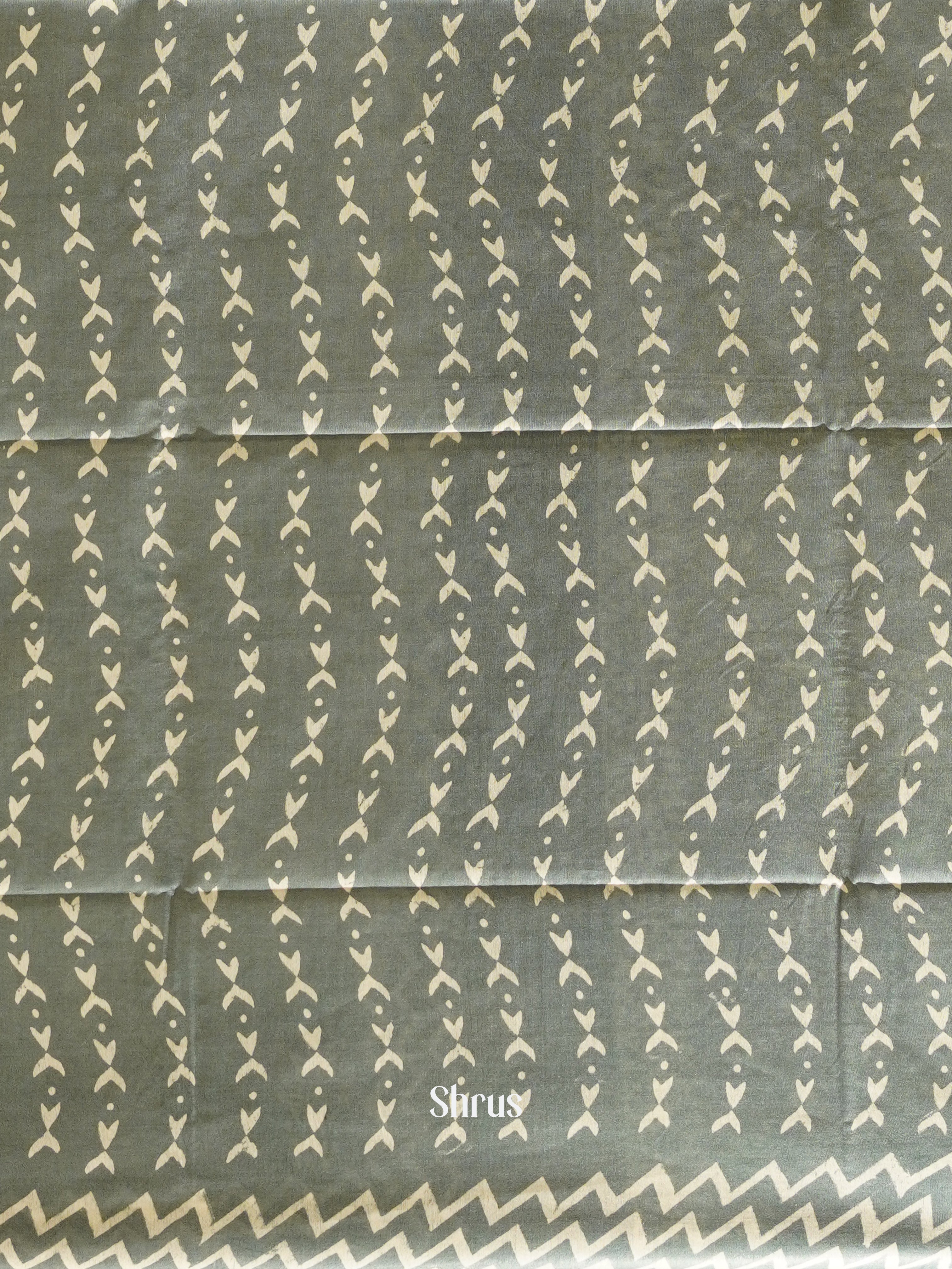 Grey - Semi Tussar Saree - Shop on ShrusEternity.com