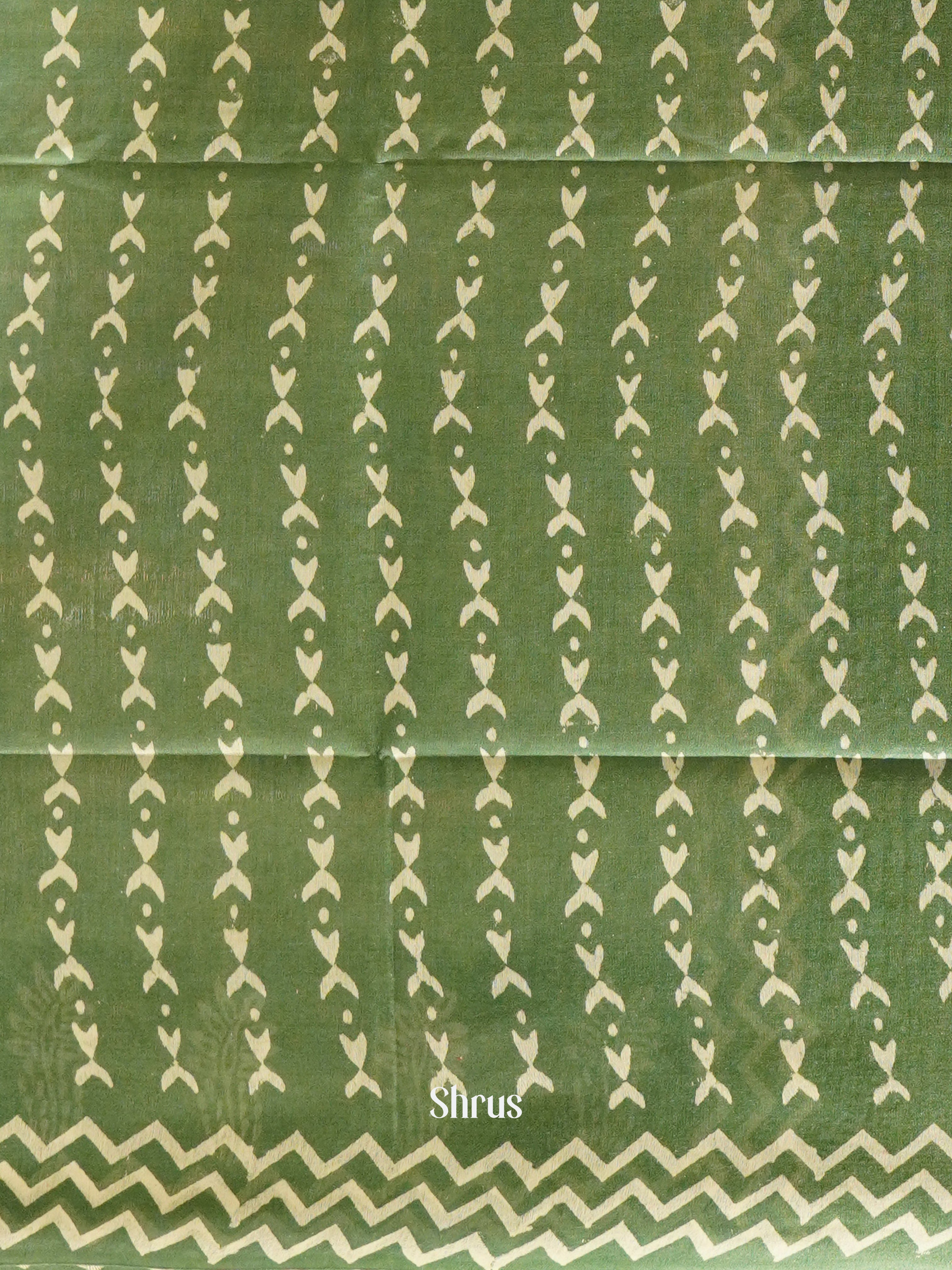 Dull Green & Green - Semi Tussar Saree - Shop on ShrusEternity.com