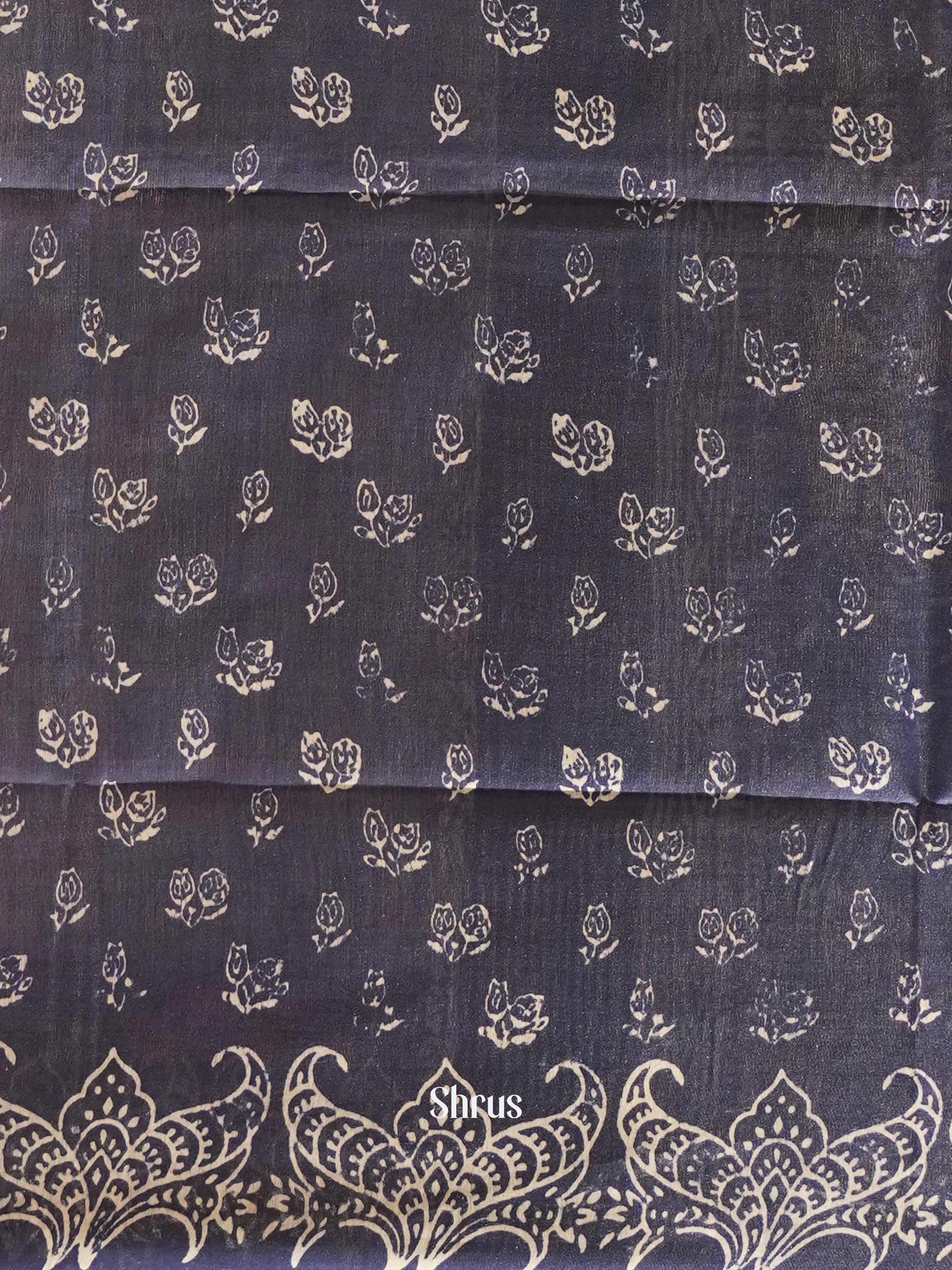 Light & Dark Grey - Semi Tussar Saree - Shop on ShrusEternity.com