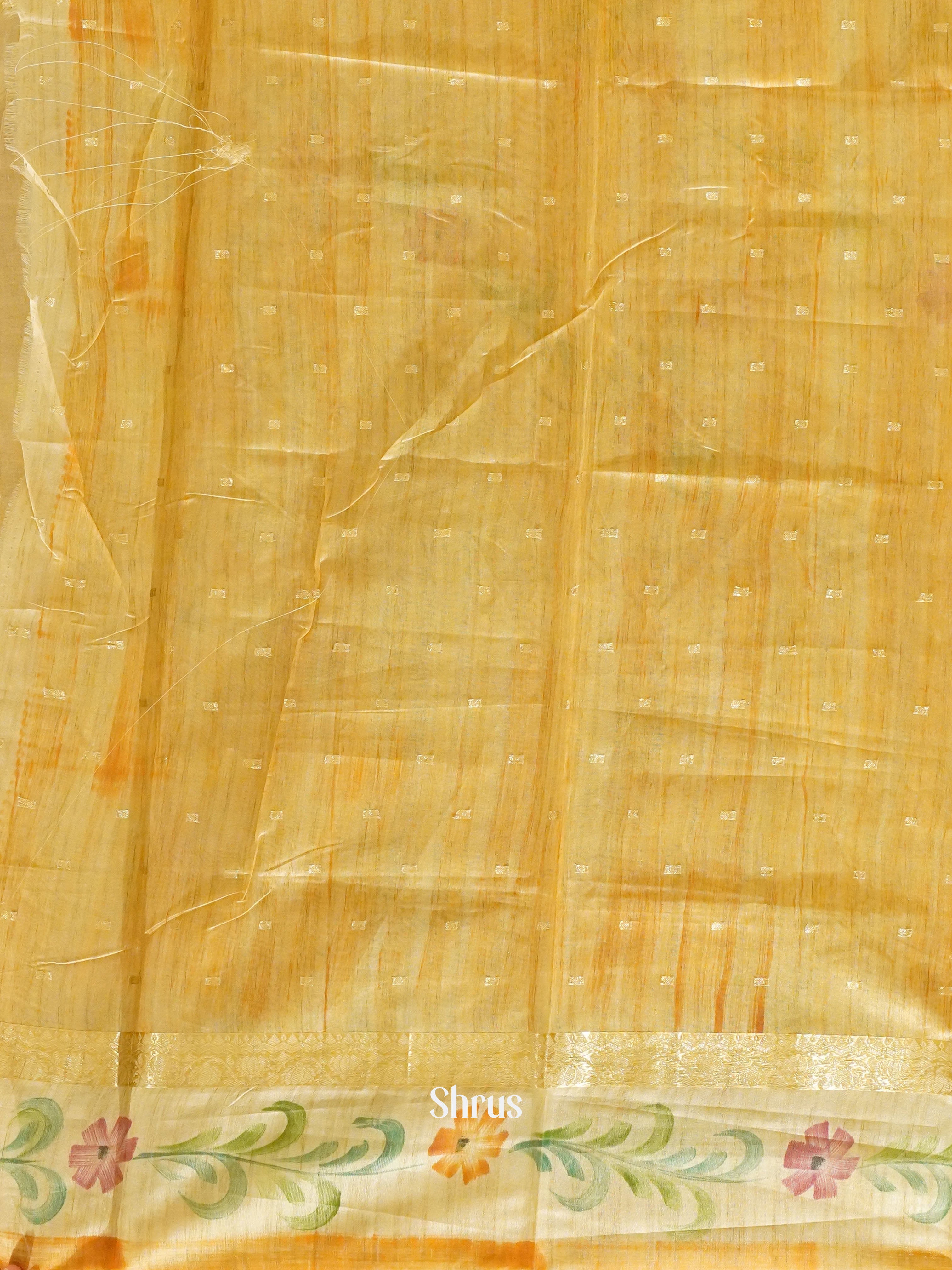 Cream & Orange - Semi Jute Saree - Shop on ShrusEternity.com