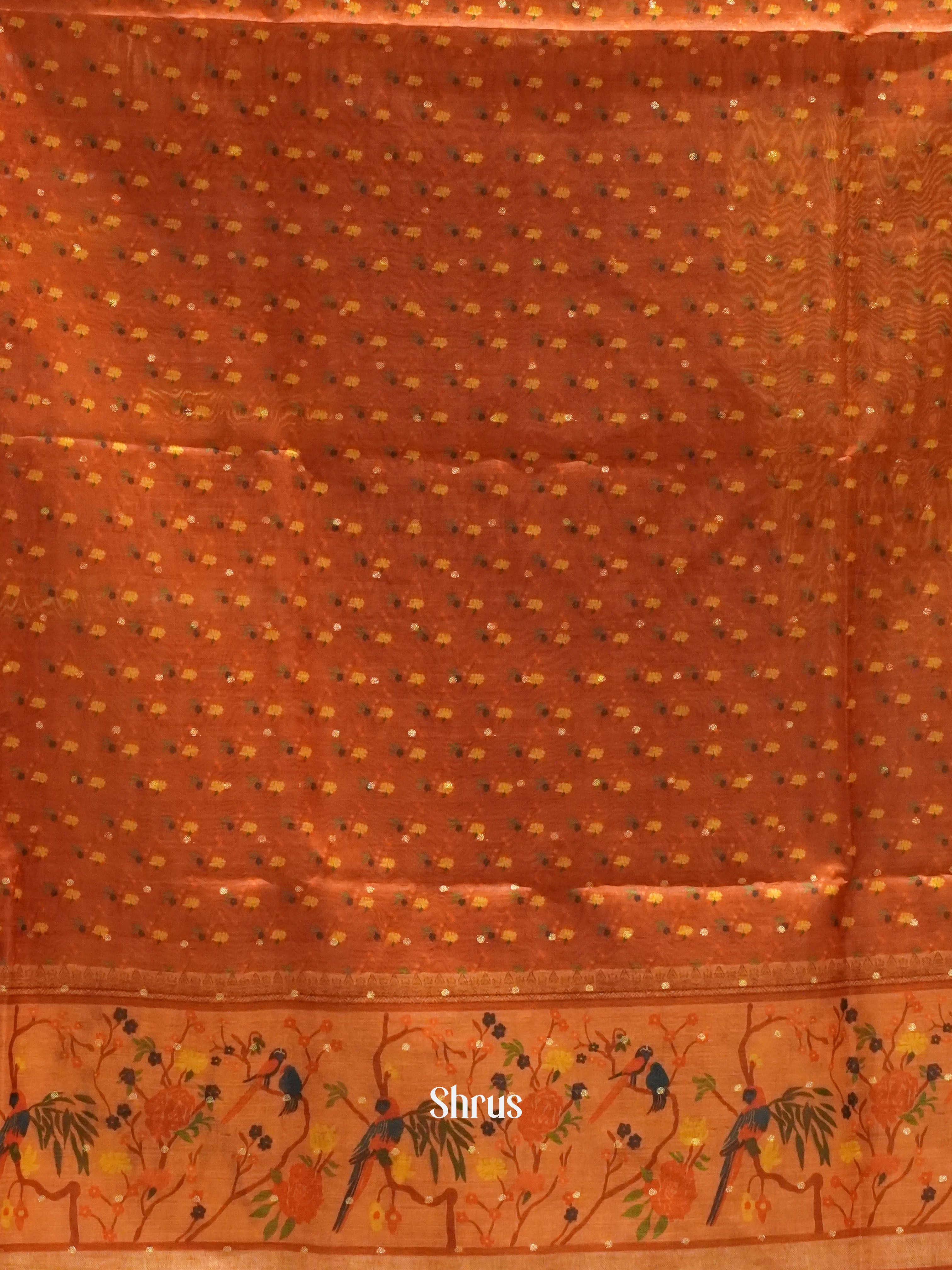 Red - Semi Jute Saree - Shop on ShrusEternity.com