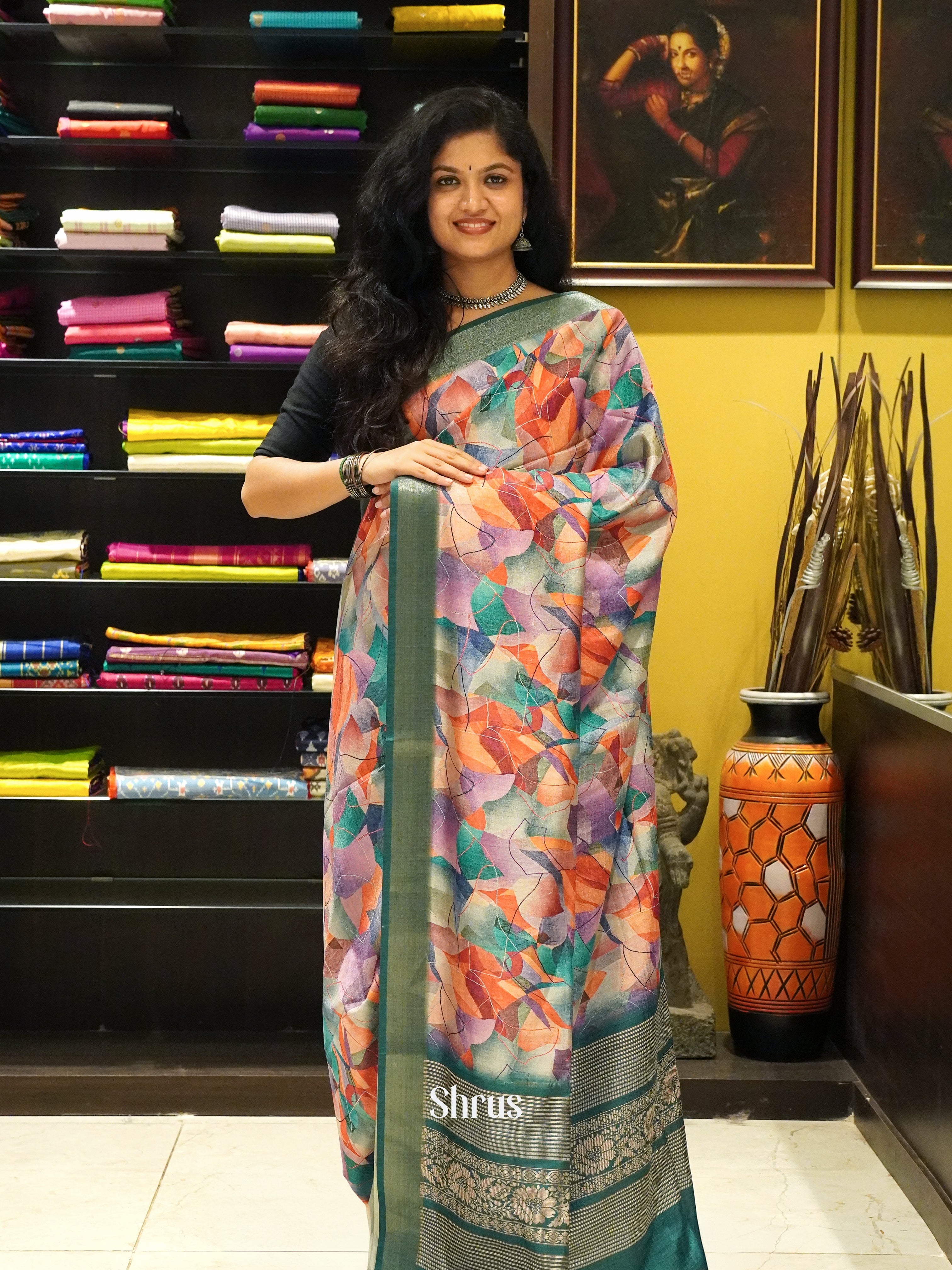 CES03400 - Semi dupion Saree - Shop on ShrusEternity.com