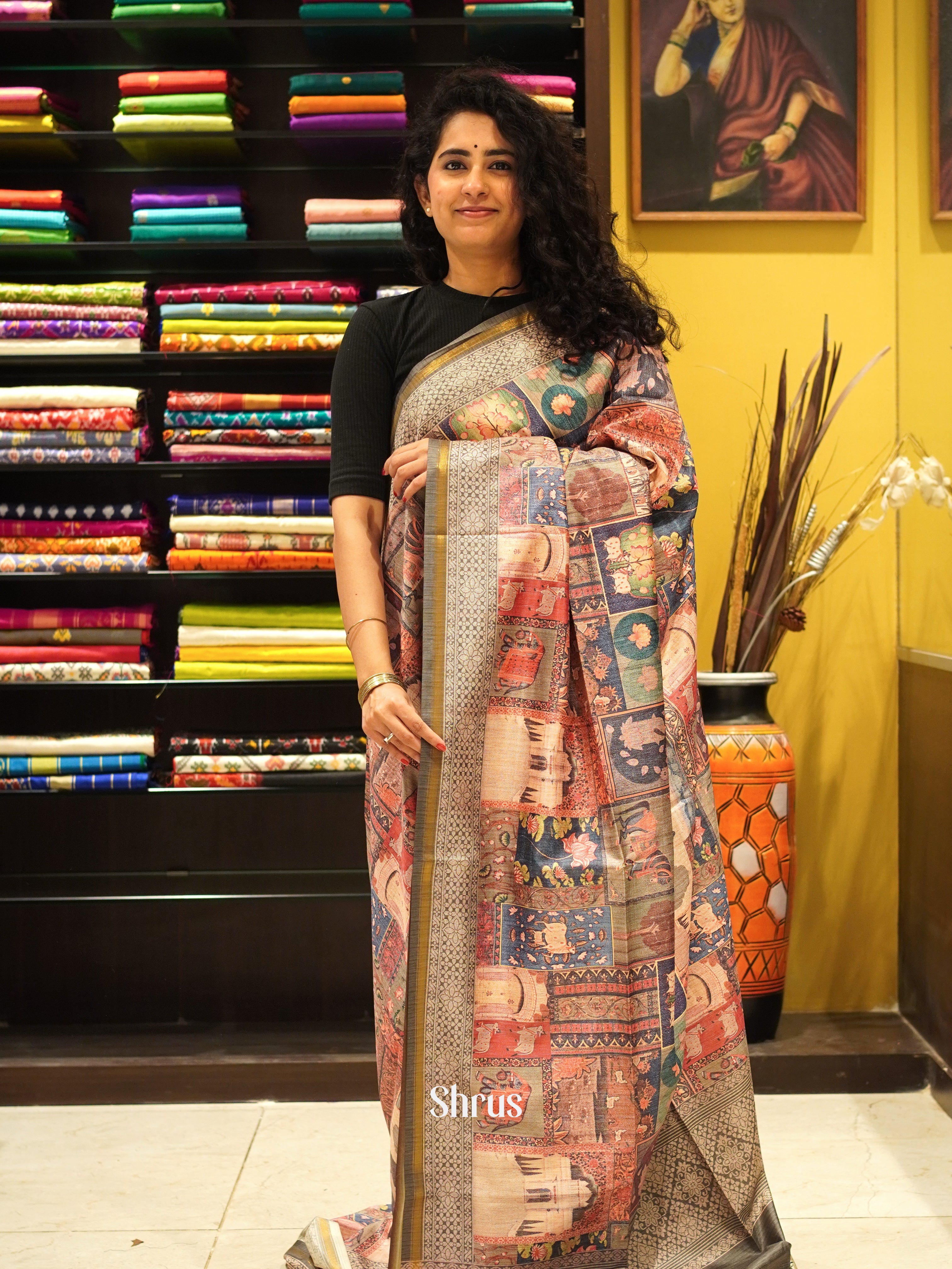 CES03410 - Semi Crepe Saree - Shop on ShrusEternity.com