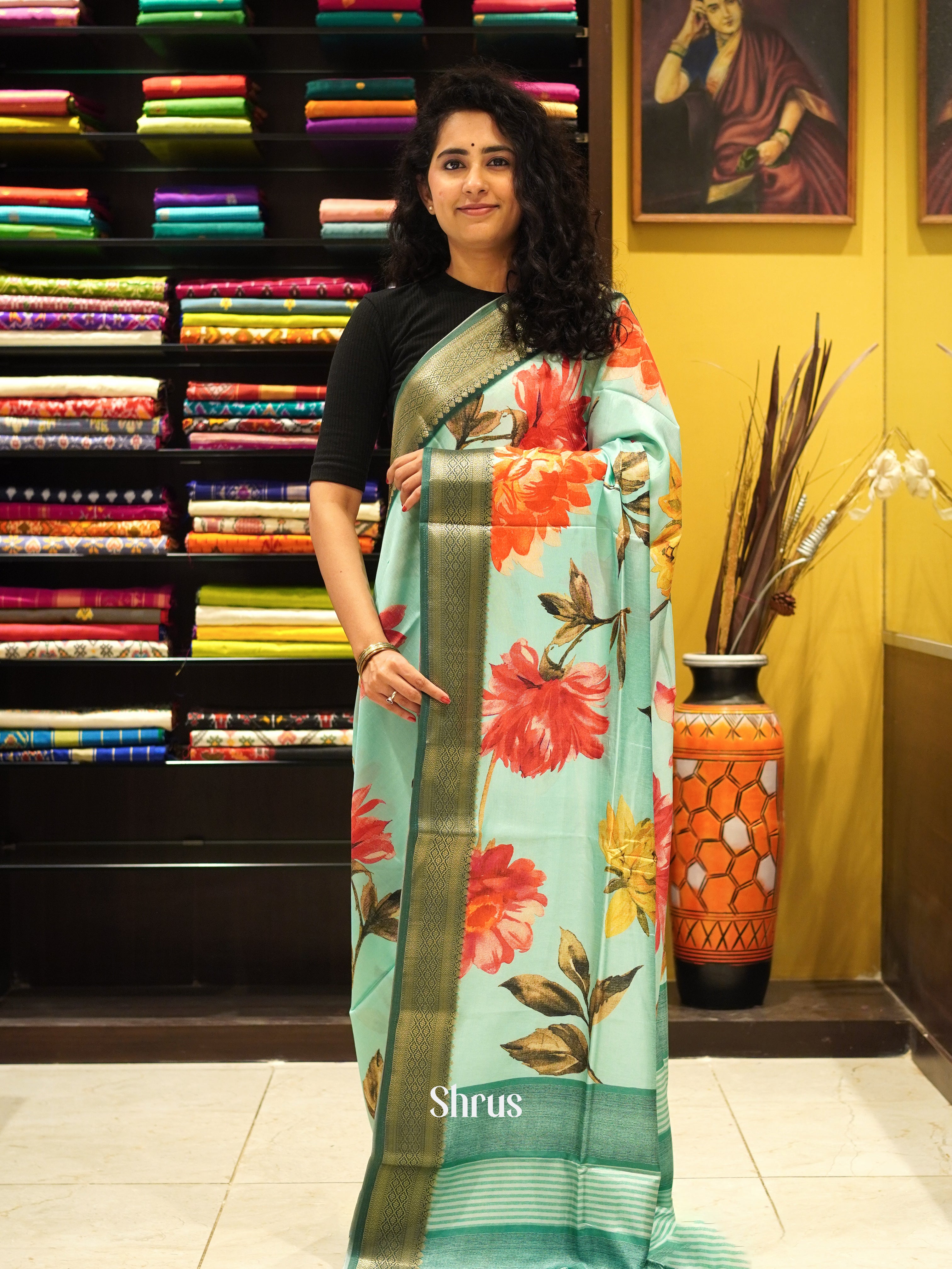CES03421 - Semi Crepe Saree - Shop on ShrusEternity.com