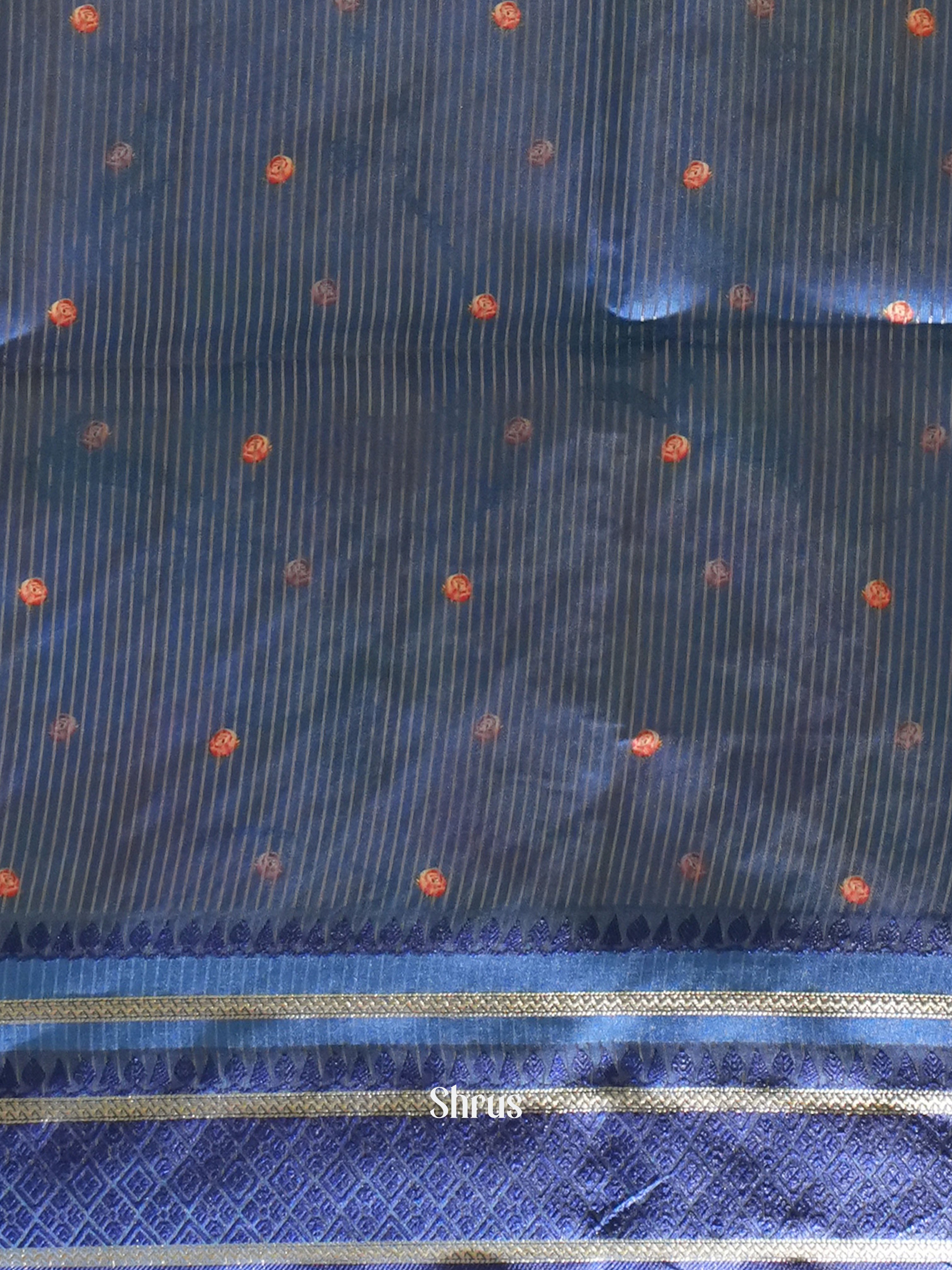 Dusty Pink & Blue -Semi Dupion Saree - Shop on ShrusEternity.com